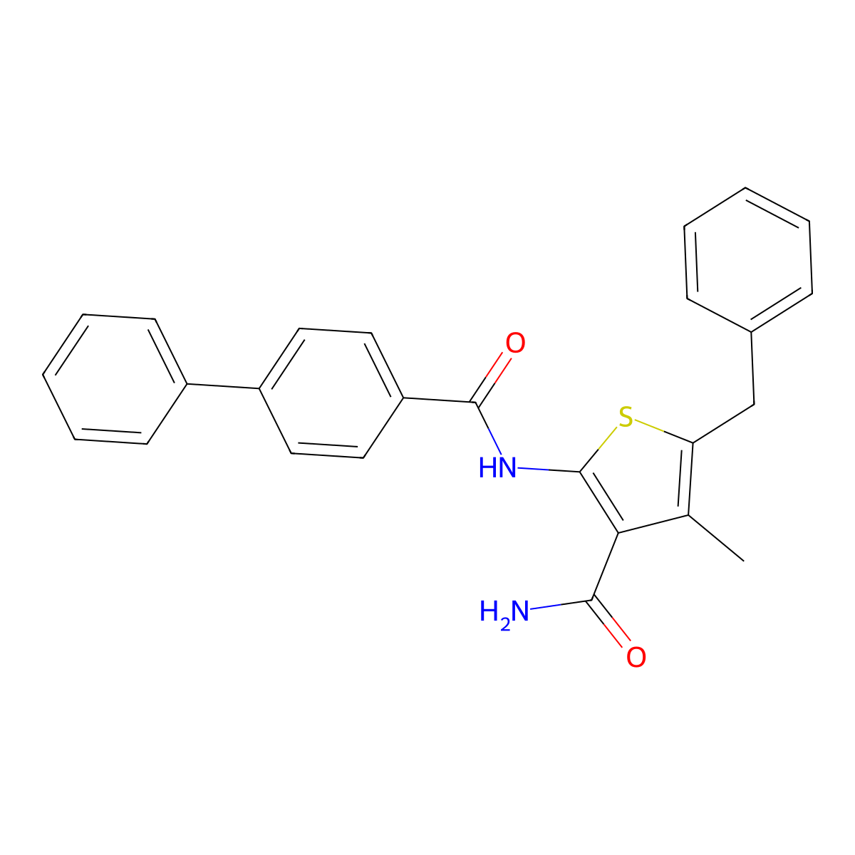 5-Benzyl-4-methyl-2-[(4-phenylbenzoyl)amino]thiophene-3-carboxamide molecular structure, CAS 307339-73-7