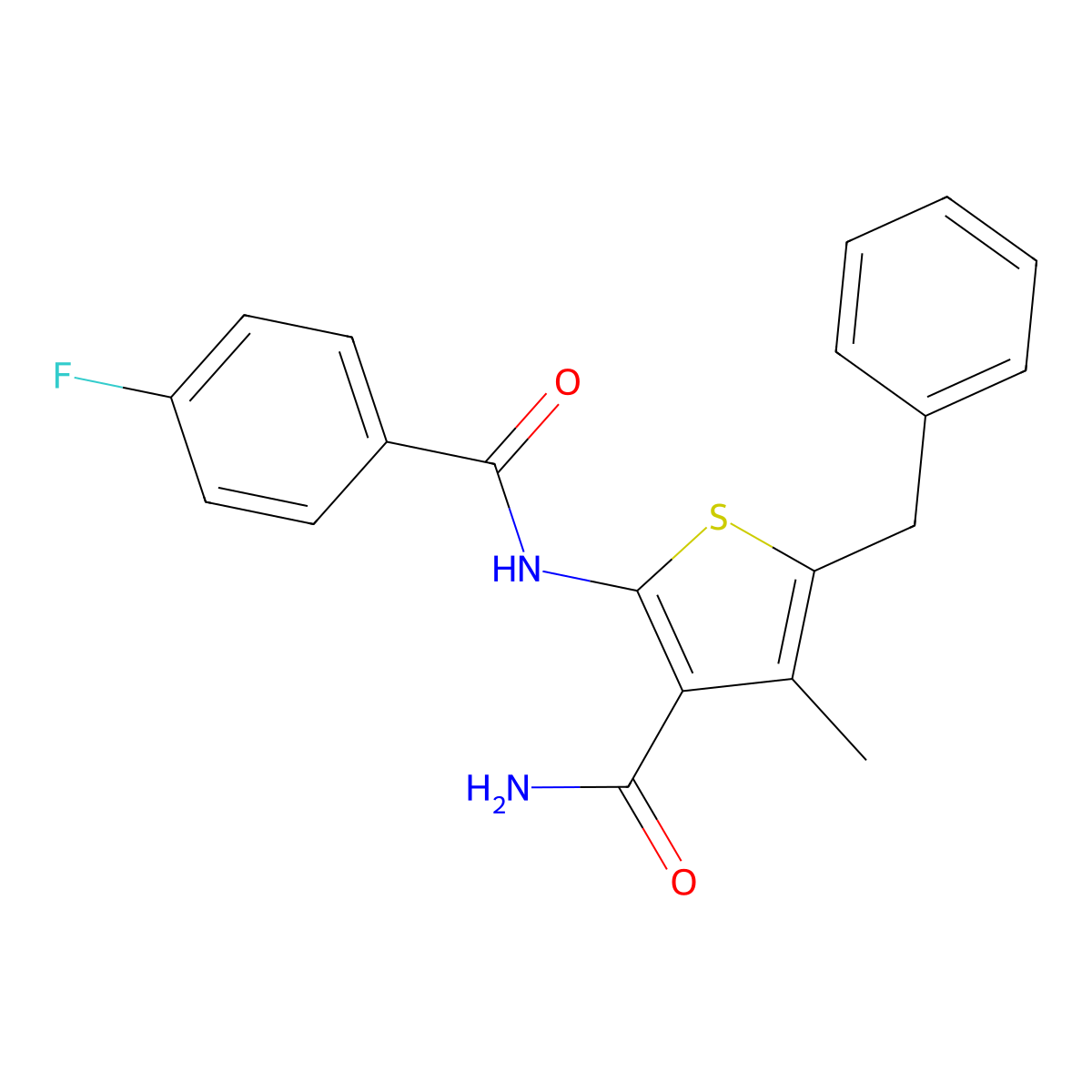 5-Benzyl-2-[(4-fluorobenzoyl)amino]-4-methyl-3-thiophenecarboxamide molecular structure, CAS 307339-96-4