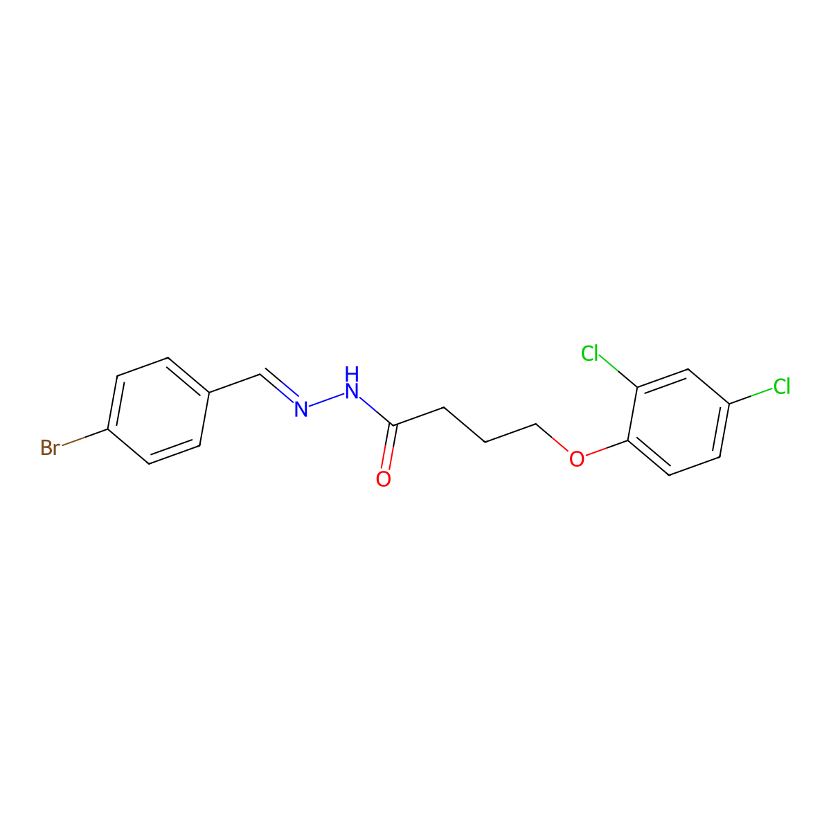 N'-[(4-bromophenyl)methylidene]-4-(2,4-dichlorophenoxy)butanehydrazide molecular structure, CAS 307340-28-9
