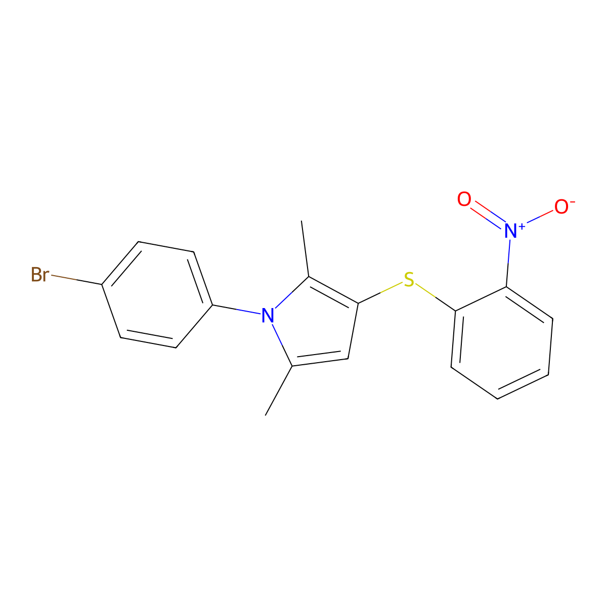 1-(4-bromophenyl)-3-({2-nitrophenyl}sulfanyl)-2,5-dimethyl-1H-pyrrole molecular structure, CAS 307340-39-2