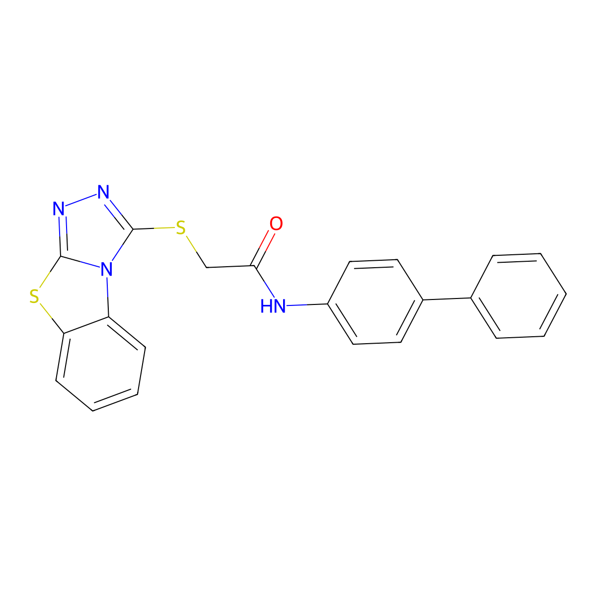 N-{[1,1'-biphenyl]-4-yl}-2-{7-thia-2,4,5-triazatricyclo[6.4.0.0^{2,6}]dodeca-1(8),3,5,9,11-pentaen-3-ylsulfanyl}acetamide molecular structure, CAS 307340-59-6
