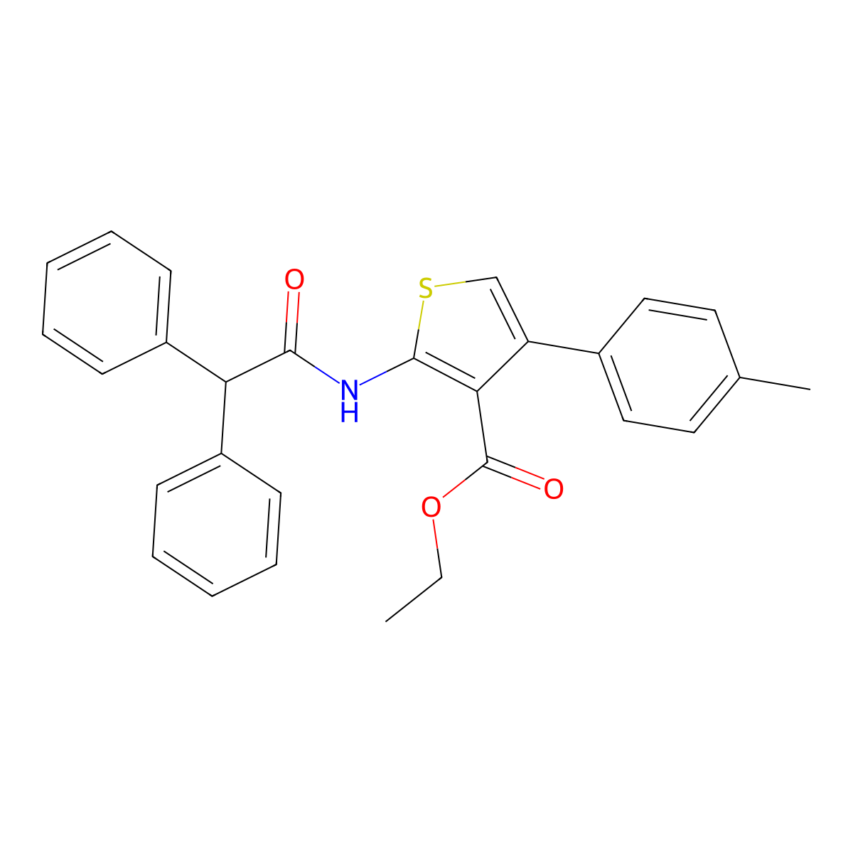 Ethyl 2-(2,2-diphenylacetamido)-4-(p-tolyl)thiophene-3-carboxylate molecular structure, CAS 307340-91-6