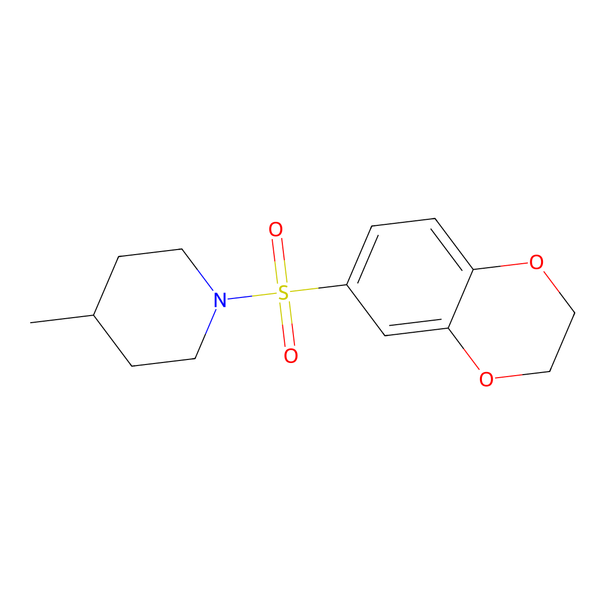1-(2,3-Dihydro-1,4-benzodioxin-6-ylsulfonyl)-4-methylpiperidine molecular structure, CAS 307341-10-2