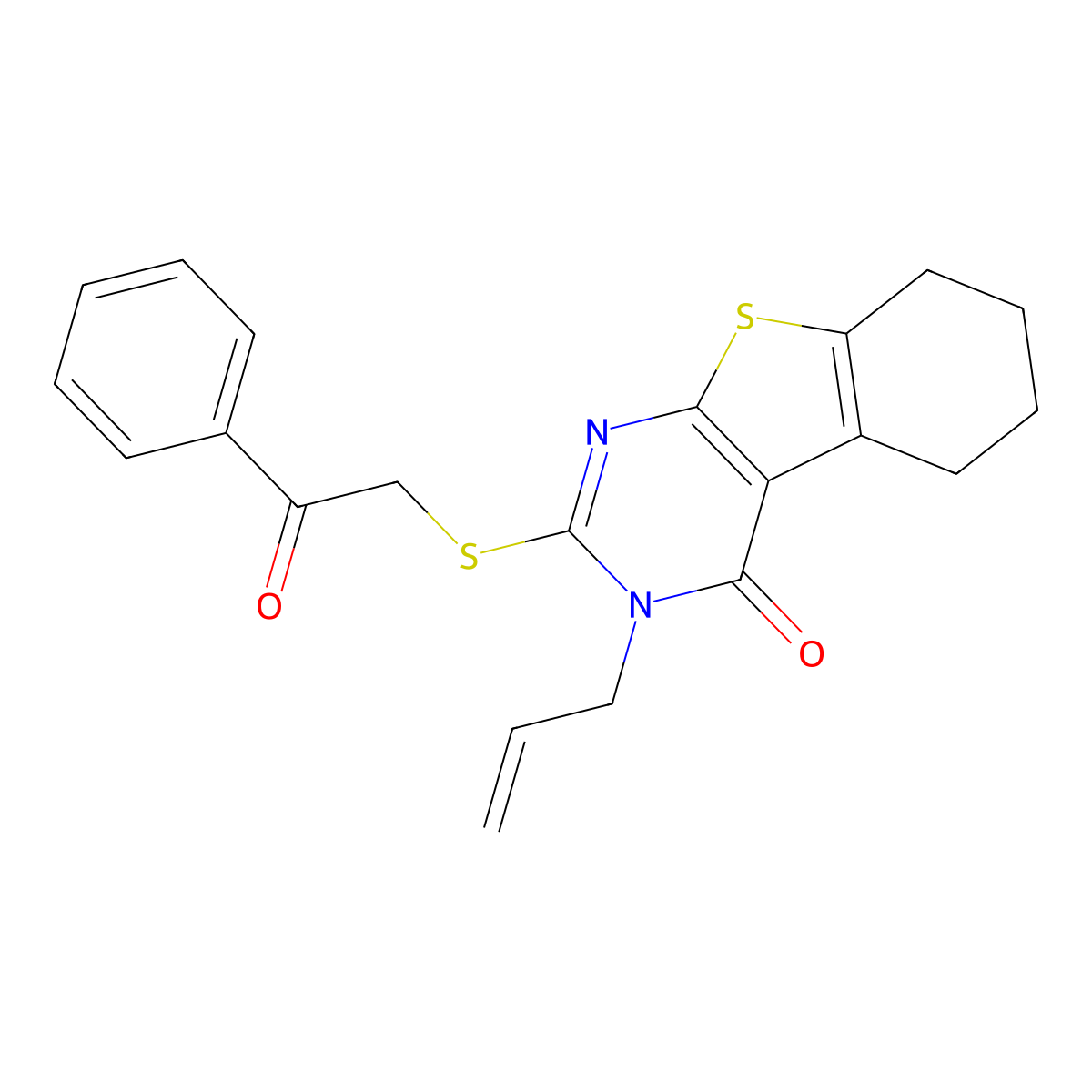 5-[(2-Oxo-2-phenylethyl)sulfanyl]-4-(prop-2-en-1-yl)-8-thia-4,6-diazatricyclo[7.4.0.0^{2,7}]trideca-1(9),2(7),5-trien-3-one molecular structure, CAS 307341-17-9