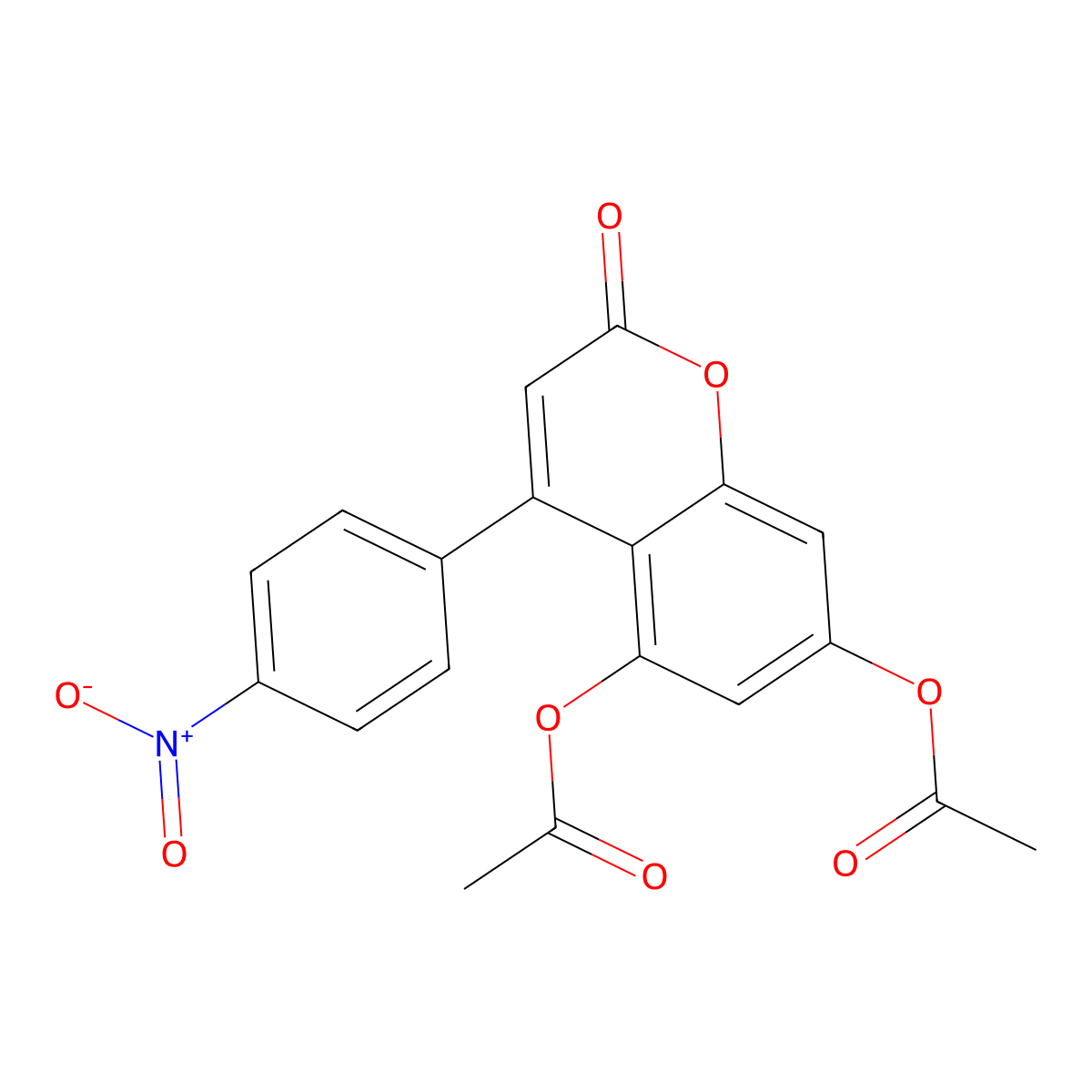 7-(acetyloxy)-4-(4-nitrophenyl)-2-oxo-2H-chromen-5-yl acetate molecular structure, CAS 307341-20-4