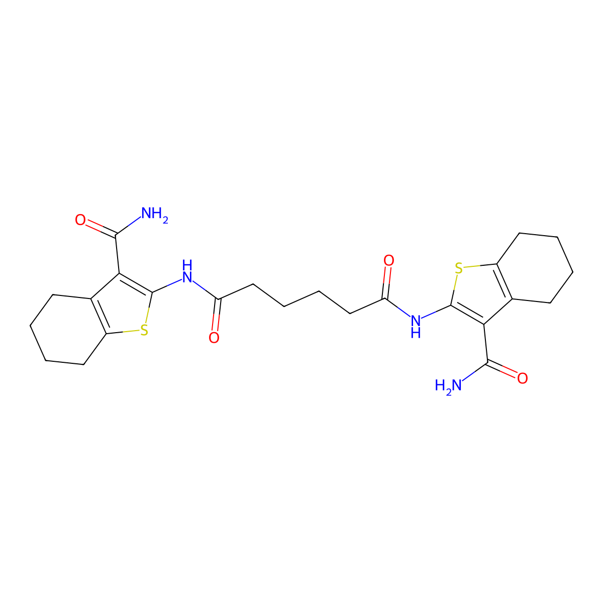 N,N'-bis(3-carbamoyl-4,5,6,7-tetrahydro-1-benzothiophen-2-yl)hexanediamide molecular structure, CAS 307341-22-6