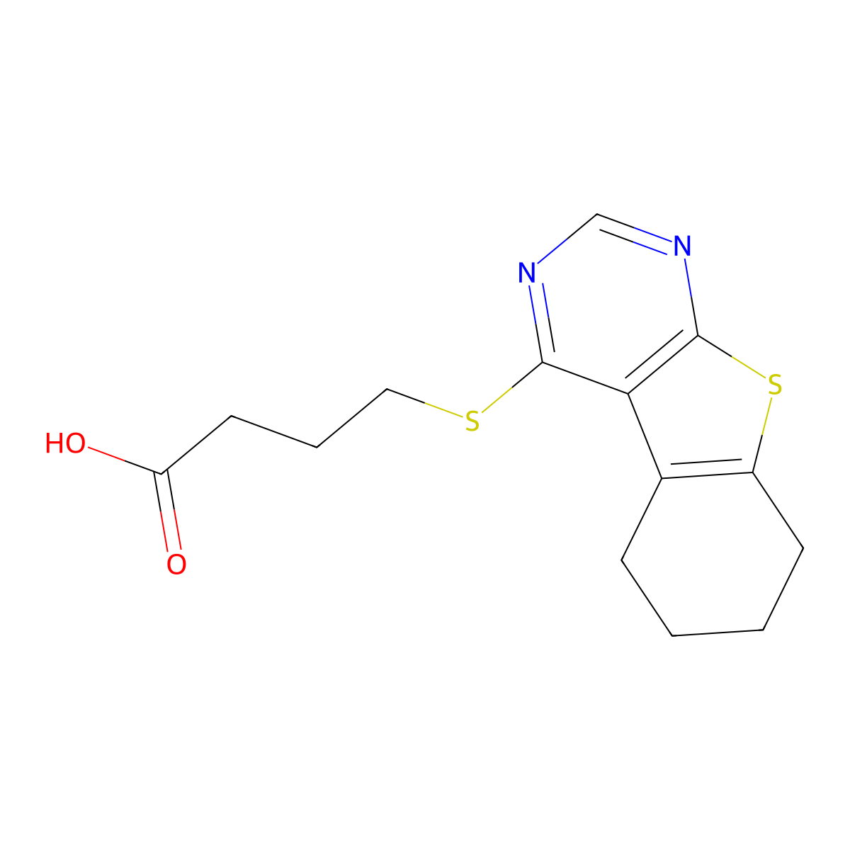 4-(5,6,7,8-Tetrahydro[1]benzothieno[2,3-d]pyrimidin-4-ylsulfanyl)butanoic acid molecular structure, CAS 307341-23-7