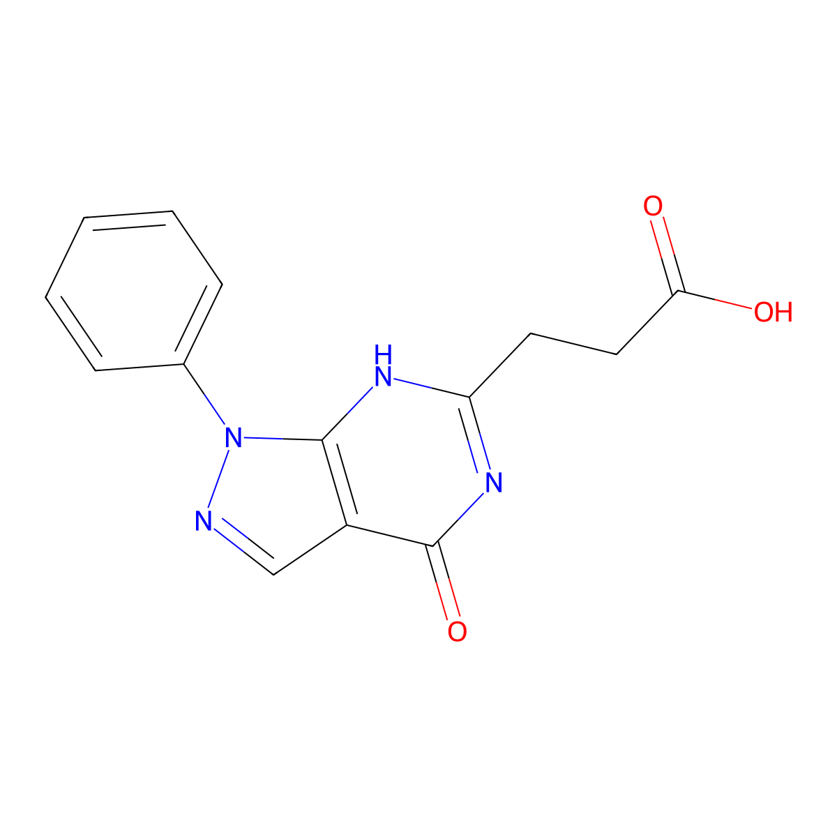 3-(4-oxo-1-phenyl-4,5-dihydro-1H-pyrazolo[3,4-d]pyrimidin-6-yl)propanoic acid molecular structure, CAS 307341-29-3