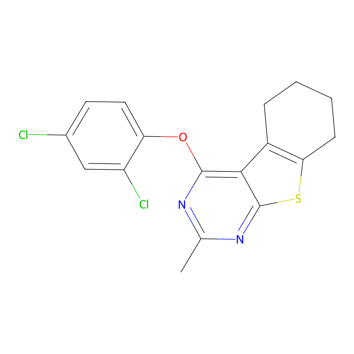 4-(2,4-Dichlorophenoxy)-2-methyl-5,6,7,8-tetrahydro[1]benzothieno[2,3-d]pyrimidine molecular structure, CAS 307341-32-8