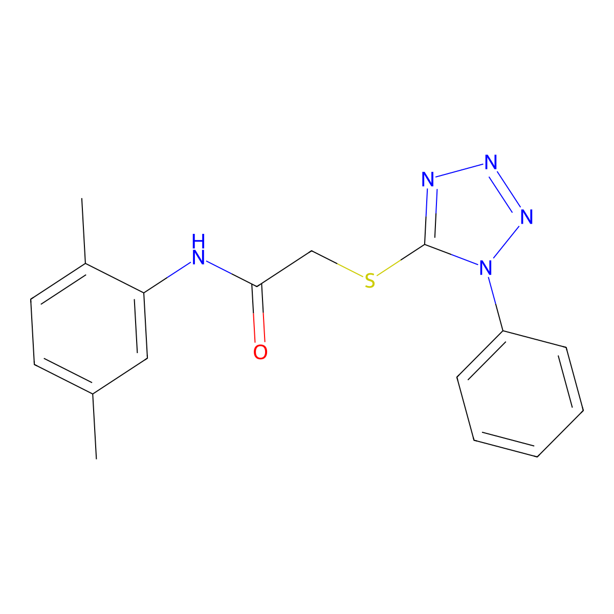 N-(2,5-dimethylphenyl)-2-[(1-phenyl-1H-1,2,3,4-tetrazol-5-yl)sulfanyl]acetamide molecular structure, CAS 307341-46-4