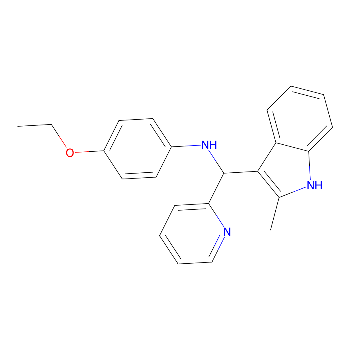 4-ethoxy-N-[(2-methyl-1H-indol-3-yl)(pyridin-2-yl)methyl]aniline molecular structure, CAS 307341-65-7