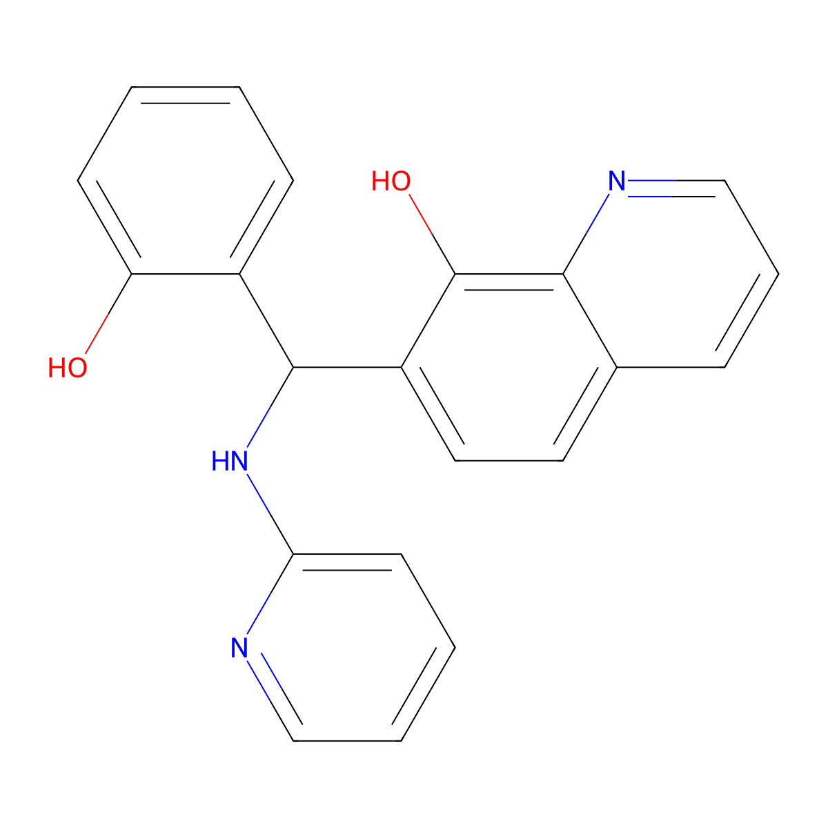 7-((2-Hydroxyphenyl)(pyridin-2-ylamino)methyl)quinolin-8-ol molecular structure, CAS 307341-66-8