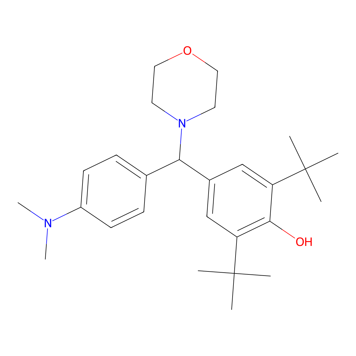 2,6-Di-tert-butyl-4-{[4-(dimethylamino)phenyl](morpholin-4-yl)methyl}phenol molecular structure, CAS 307341-67-9