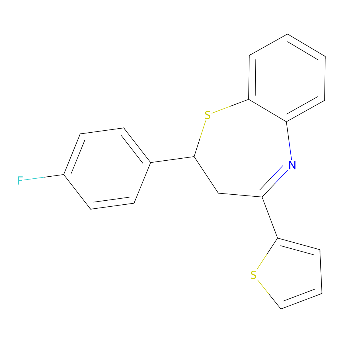 2-(4-Fluorophenyl)-4-thiophen-2-yl-2,3-dihydro-1,5-benzothiazepine molecular structure, CAS 307341-81-7