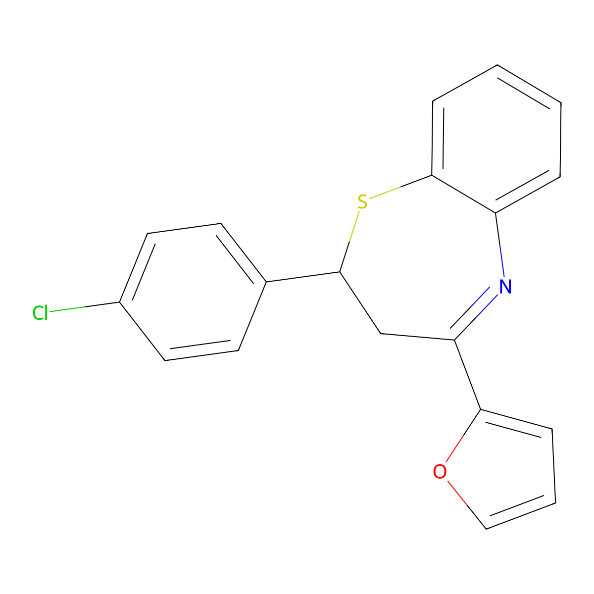 2-(4-Chlorophenyl)-4-(furan-2-yl)-2,3-dihydro-1,5-benzothiazepine molecular structure, CAS 307341-95-3