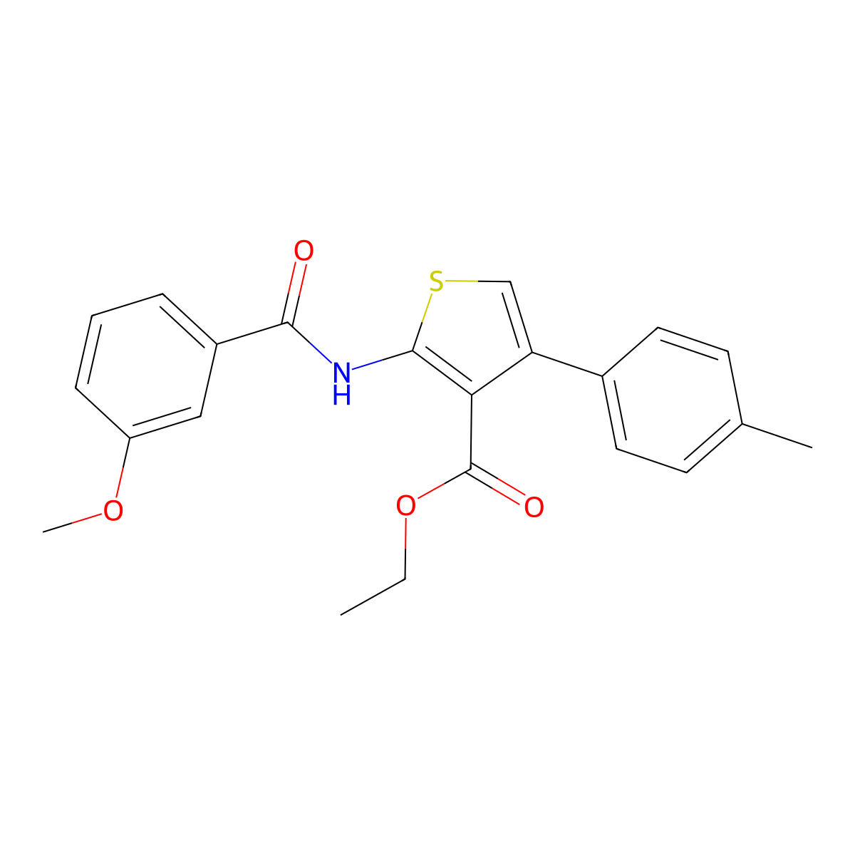 Ethyl 2-(3-methoxybenzamido)-4-(p-tolyl)thiophene-3-carboxylate molecular structure, CAS 307342-09-2