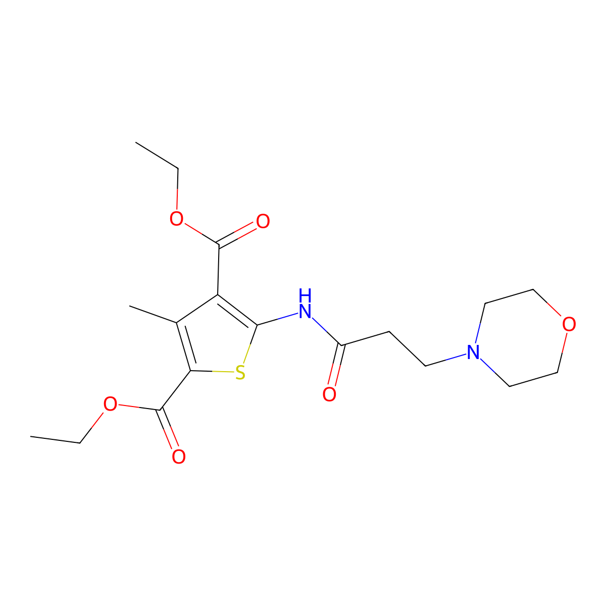 Diethyl 3-methyl-5-{[3-(4-morpholinyl)propanoyl]amino}-2,4-thiophenedicarboxylate molecular structure, CAS 307342-10-5