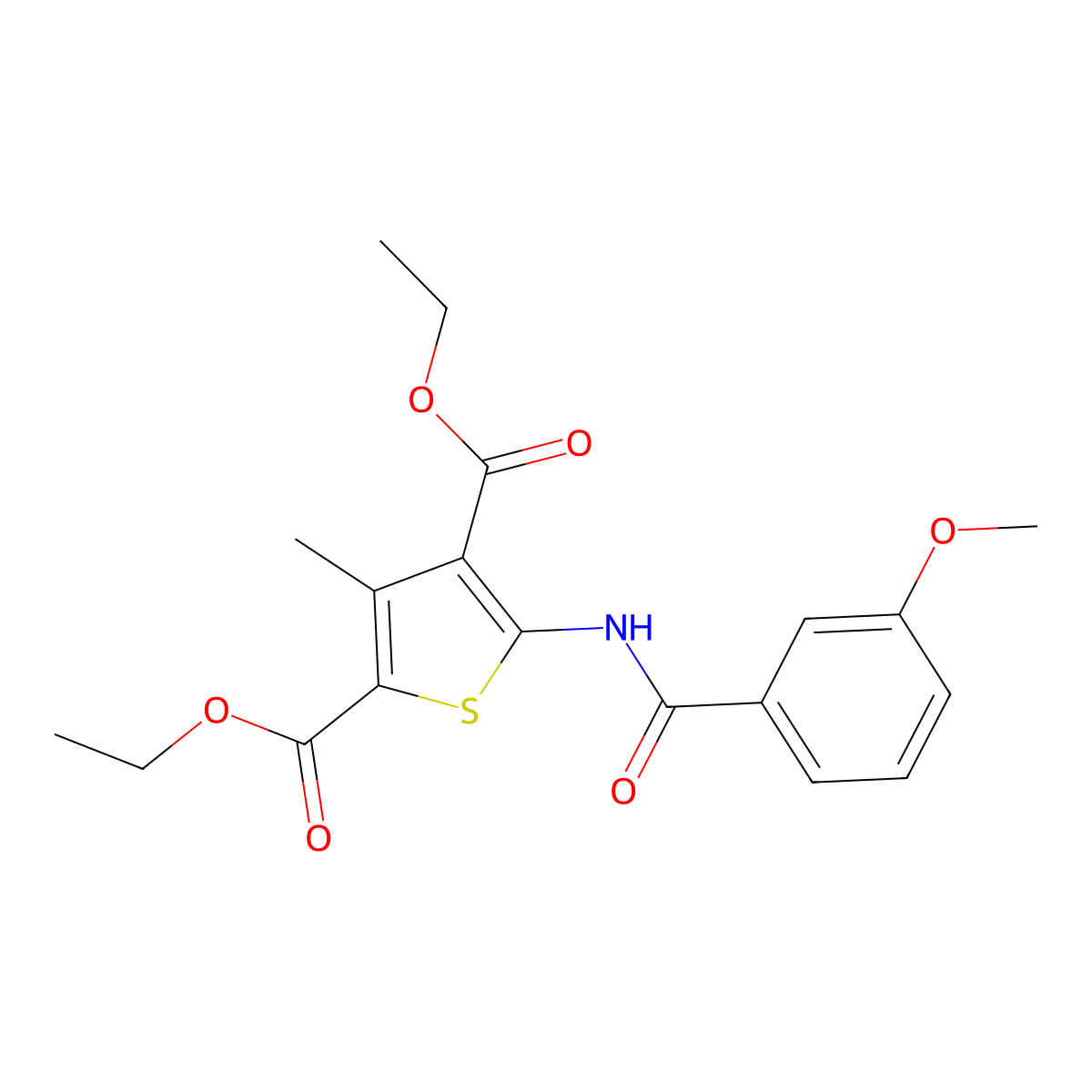2,4-Diethyl 5-(3-methoxybenzamido)-3-methylthiophene-2,4-dicarboxylate molecular structure, CAS 307342-19-4