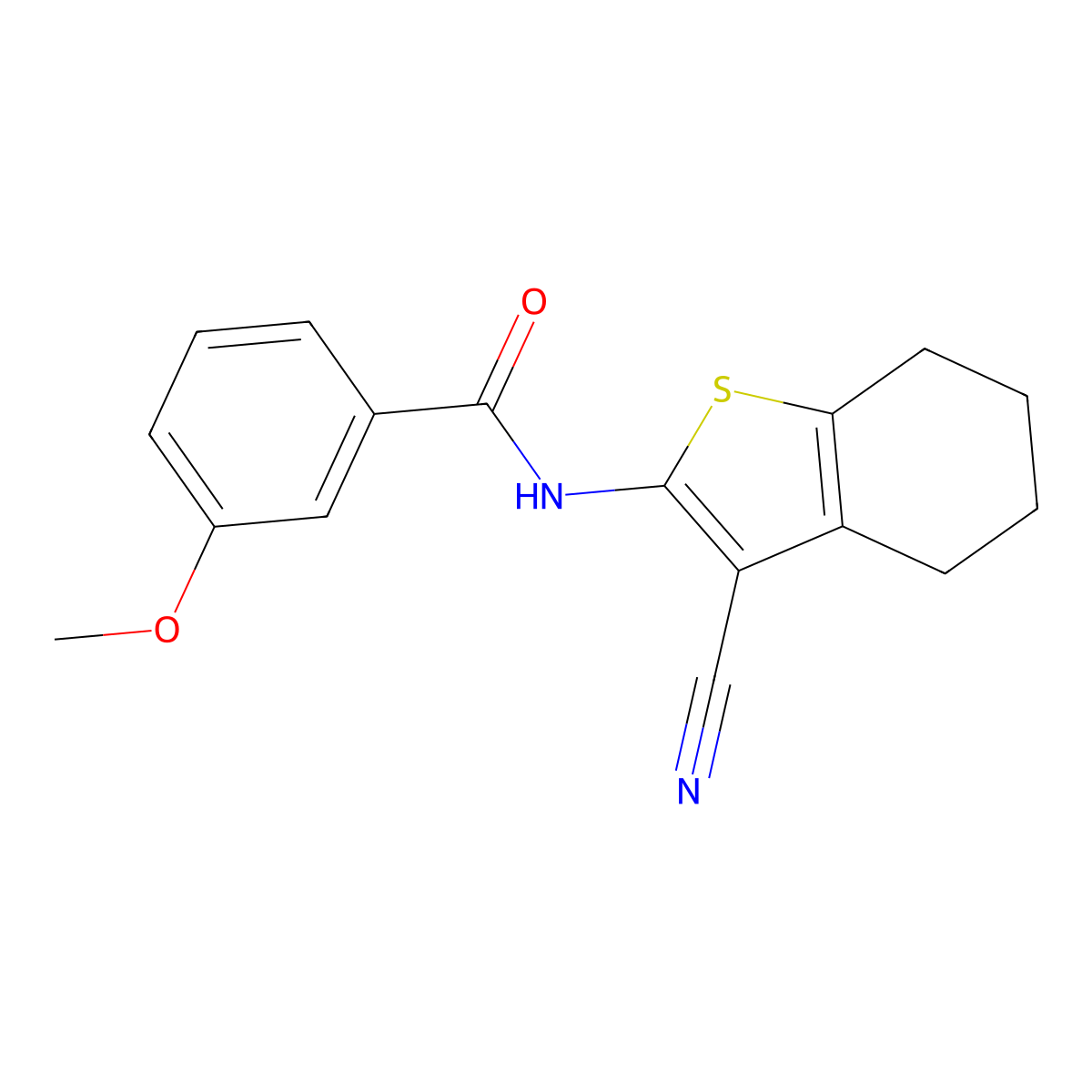 N-(3-cyano-4,5,6,7-tetrahydro-1-benzothiophen-2-yl)-3-methoxybenzamide molecular structure, CAS 307342-21-8