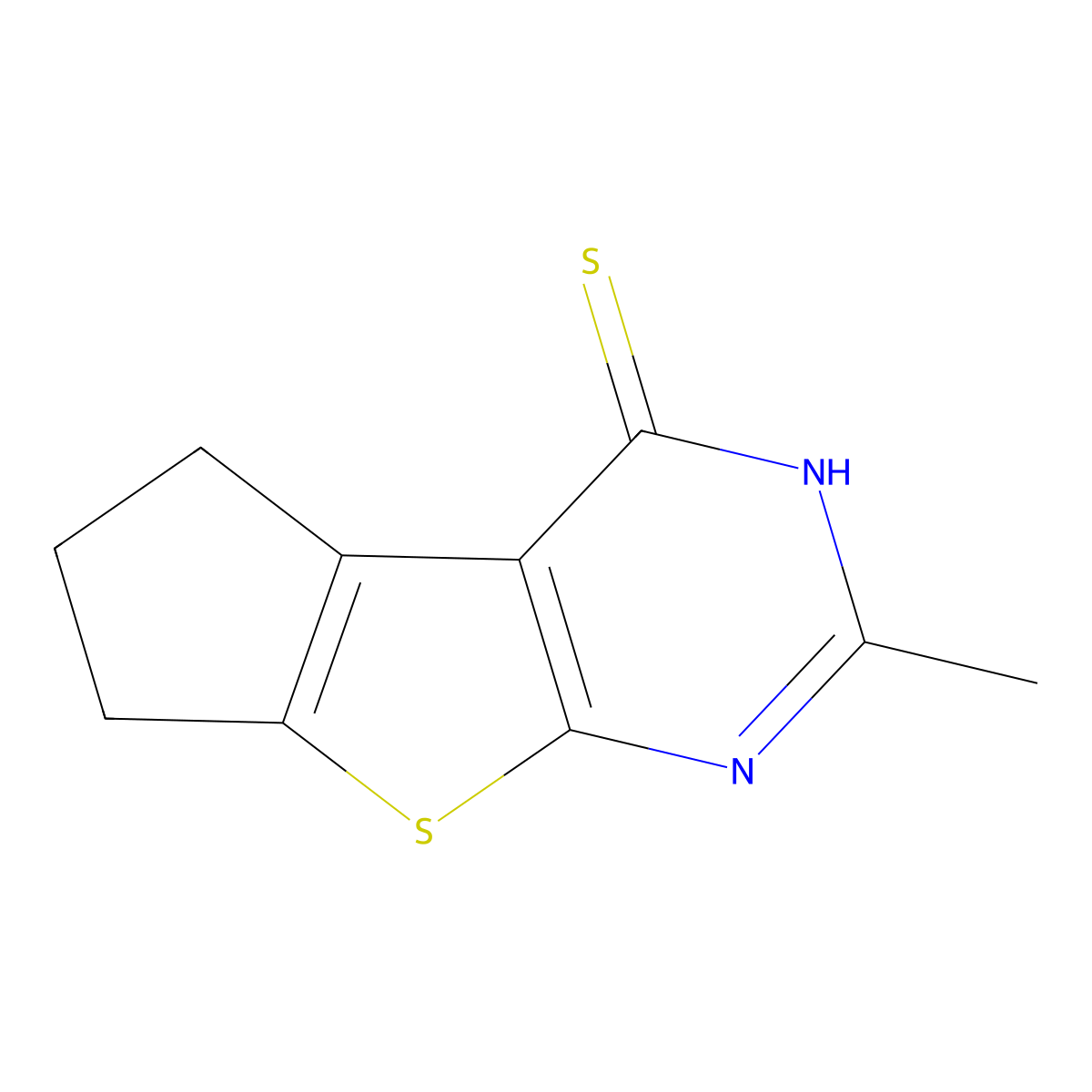 2-methyl-6,7-dihydro-5H-cyclopenta[4,5]thieno[2,3-d]pyrimidine-4-thiol molecular structure, CAS 307342-23-0