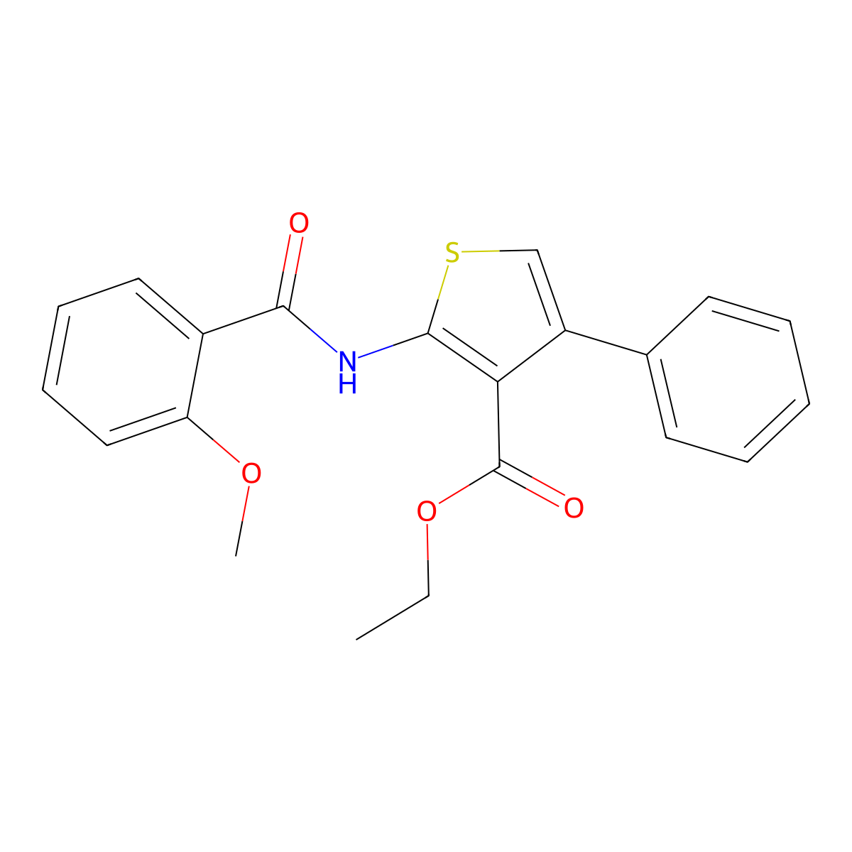 Ethyl 2-{[(2-methoxyphenyl)carbonyl]amino}-4-phenylthiophene-3-carboxylate molecular structure, CAS 307342-30-9