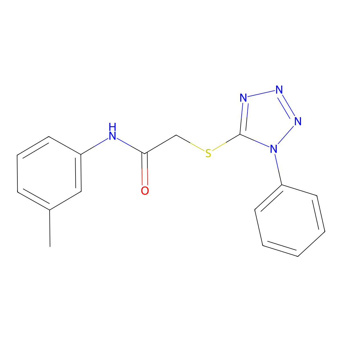 N-(3-methylphenyl)-2-[(1-phenyl-1H-1,2,3,4-tetrazol-5-yl)sulfanyl]acetamide molecular structure, CAS 307342-31-0