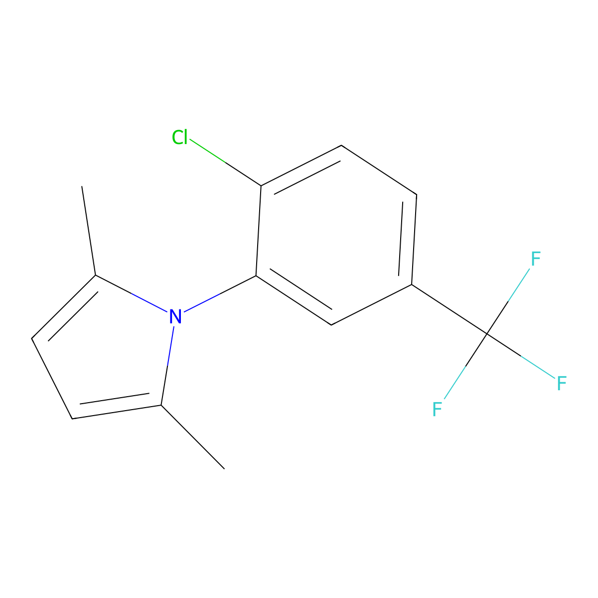 1-[2-chloro-5-(trifluoromethyl)phenyl]-2,5-dimethyl-1H-pyrrole molecular structure, CAS 307342-34-3