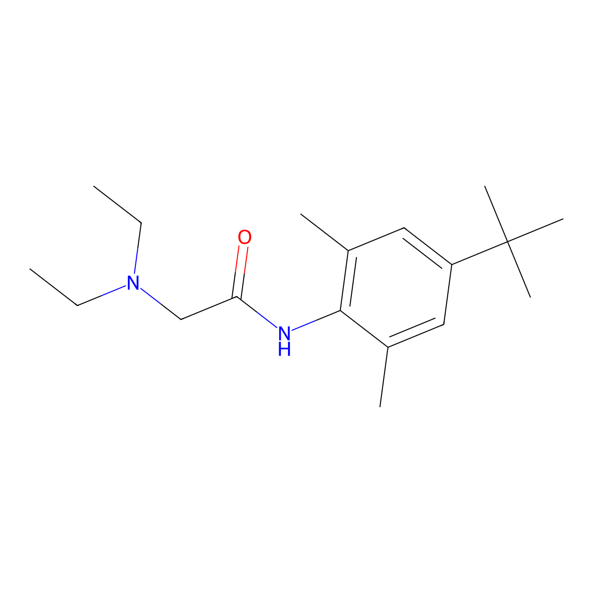 N-(4-tert-butyl-2,6-dimethylphenyl)-2-(diethylamino)acetamide molecular structure, CAS 307343-17-5