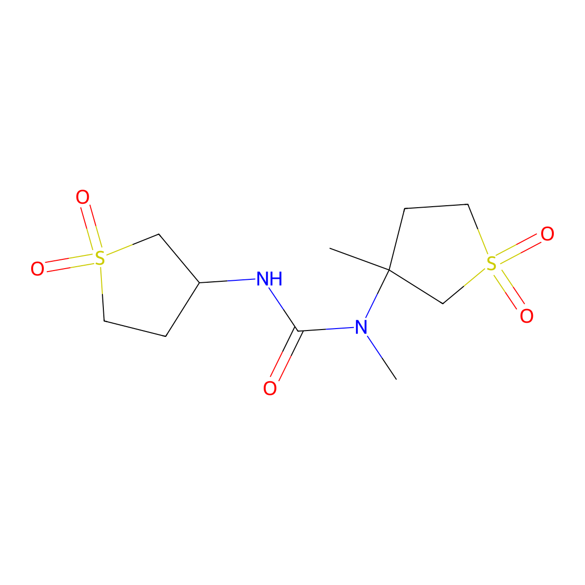 3-(1,1-Dioxidotetrahydrothiophen-3-yl)-1-methyl-1-(3-methyl-1,1-dioxidotetrahydrothiophen-3-yl)urea molecular structure, CAS 307343-25-5