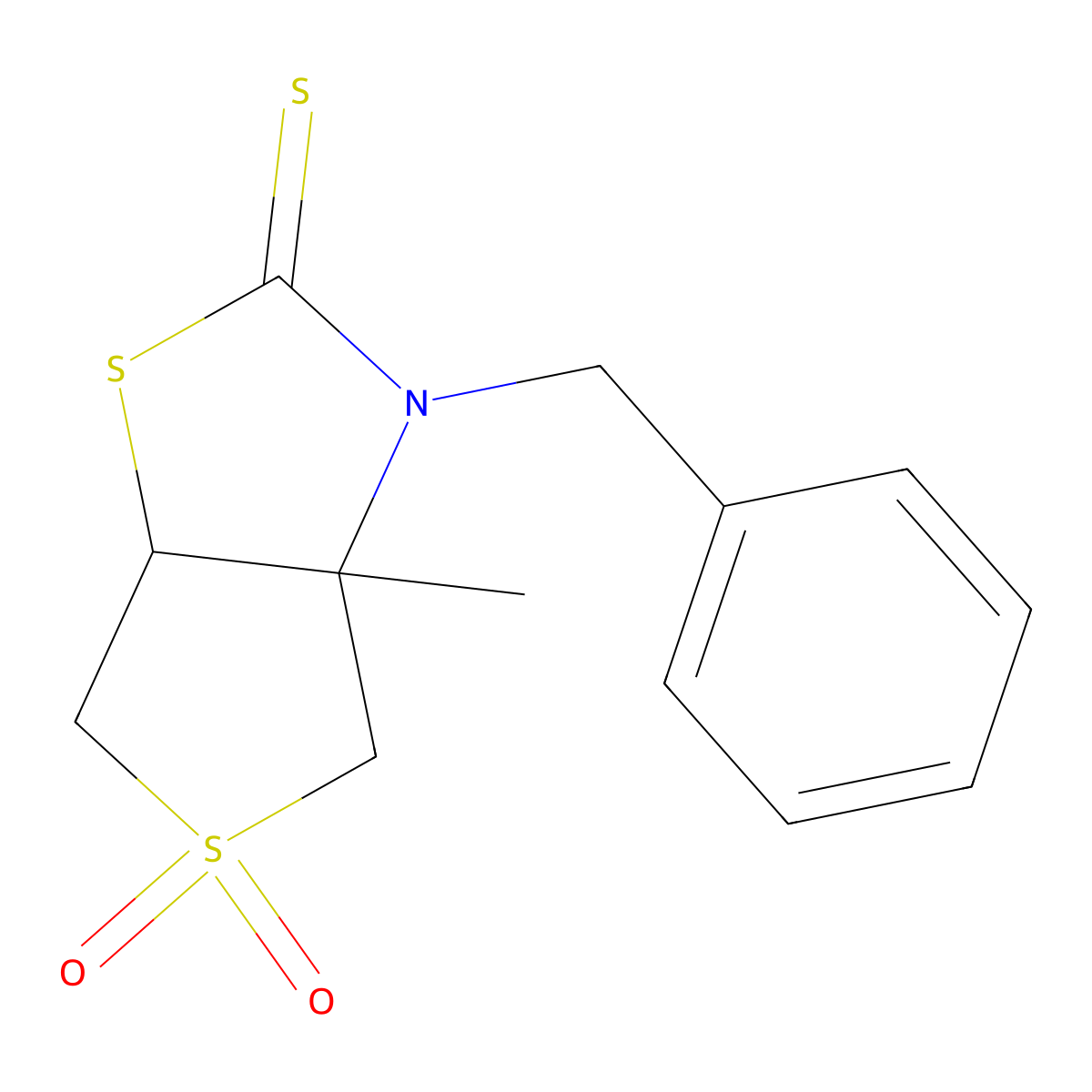3-benzyl-3a-methyltetrahydrothieno[3,4-d][1,3]thiazole-2(3H)-thione 5,5-dioxide molecular structure, CAS 307343-26-6