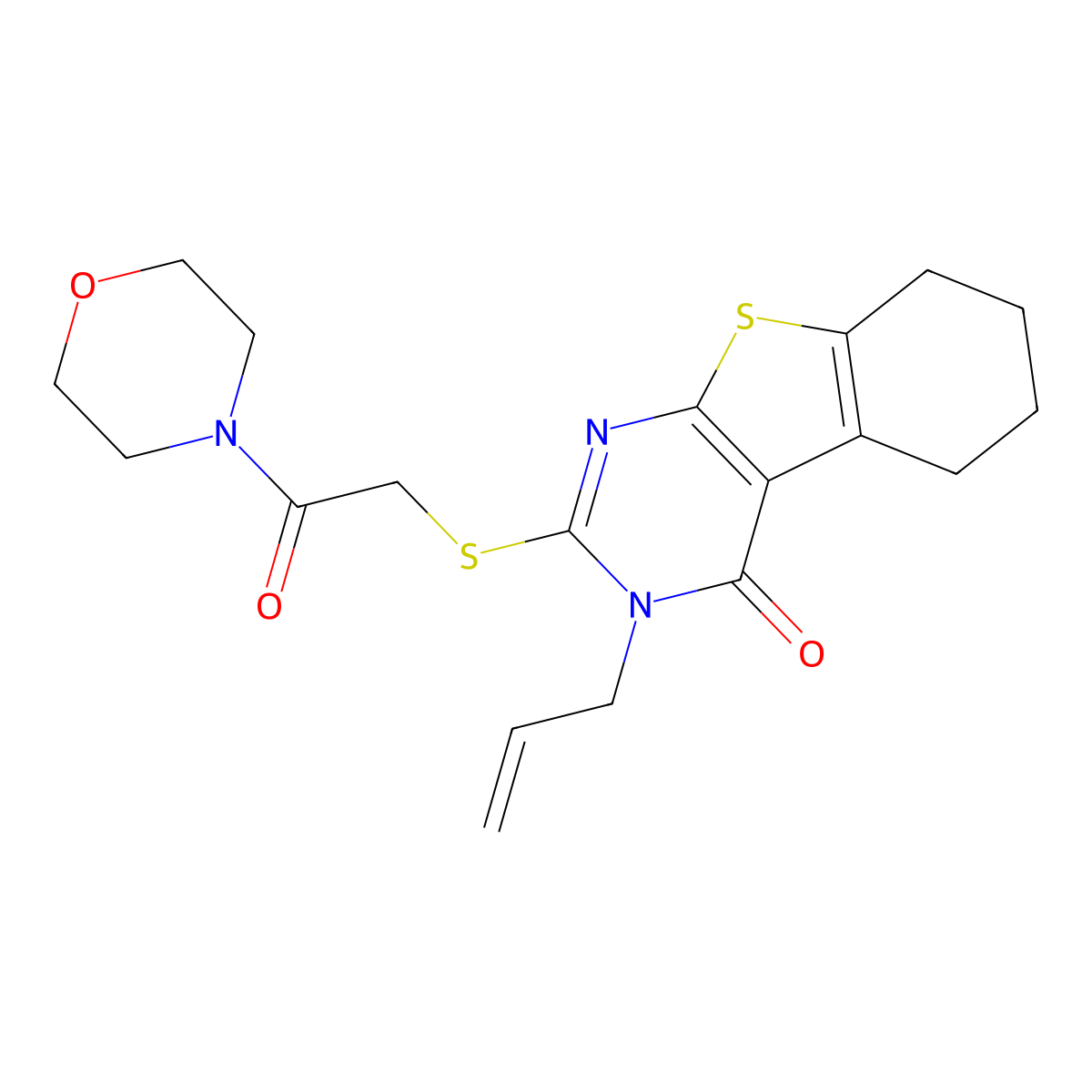 3-allyl-2-{[2-(4-morpholinyl)-2-oxoethyl]thio}-5,6,7,8-tetrahydro[1]benzothieno[2,3-d]pyrimidin-4(3H)-one molecular structure, CAS 307343-37-9