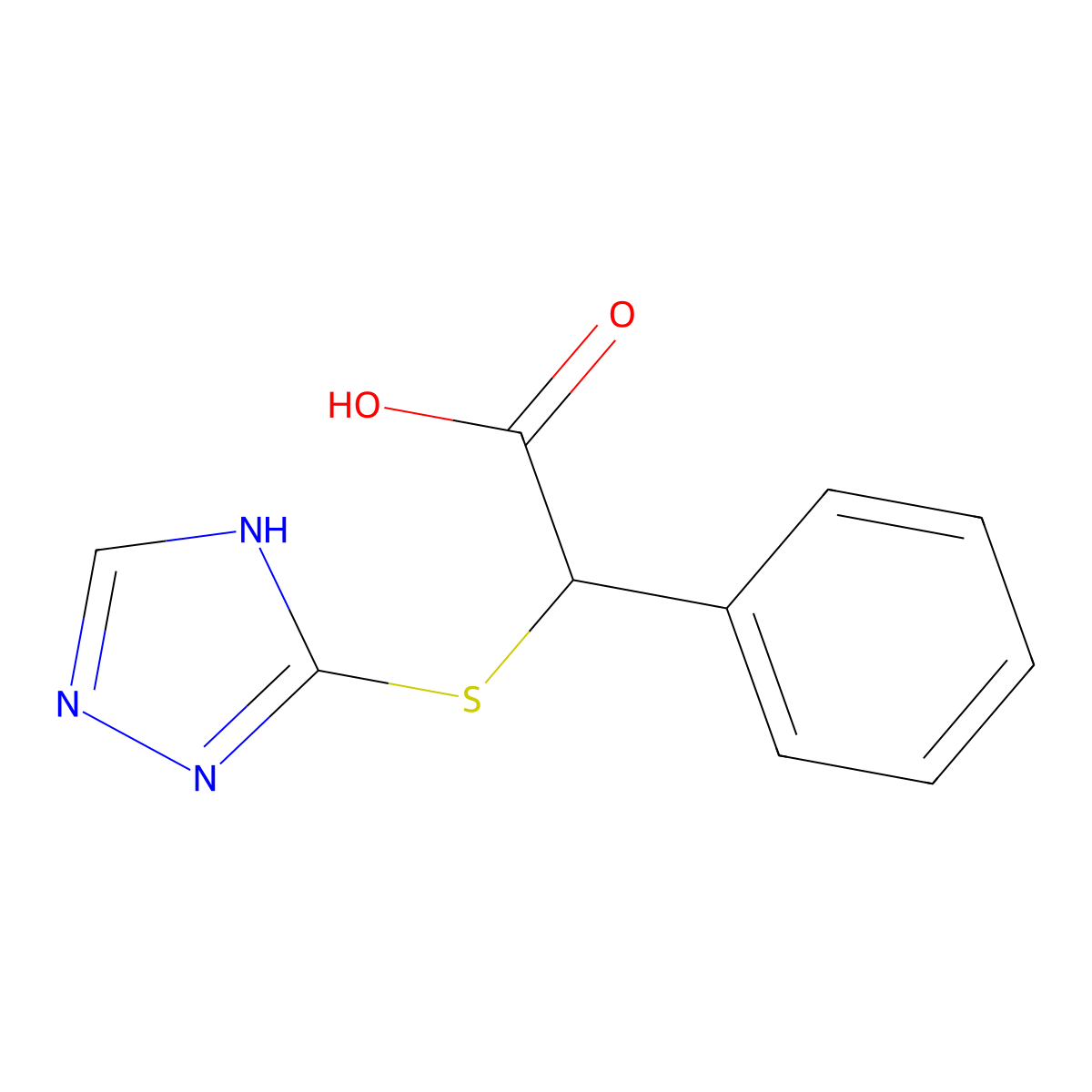 2-(4H-1,2,4-triazol-3-ylthio)-2-phenylacetic acid molecular structure, CAS 307343-43-7