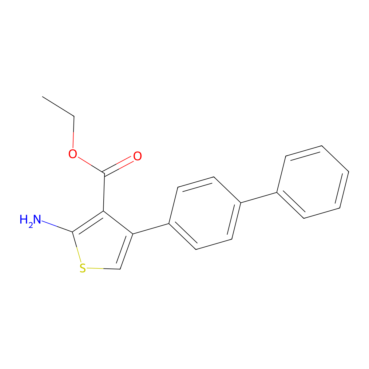 Ethyl 2-amino-4-[1,1'-biphenyl]-4-yl-3-thiophenecarboxylate molecular structure, CAS 307343-50-6