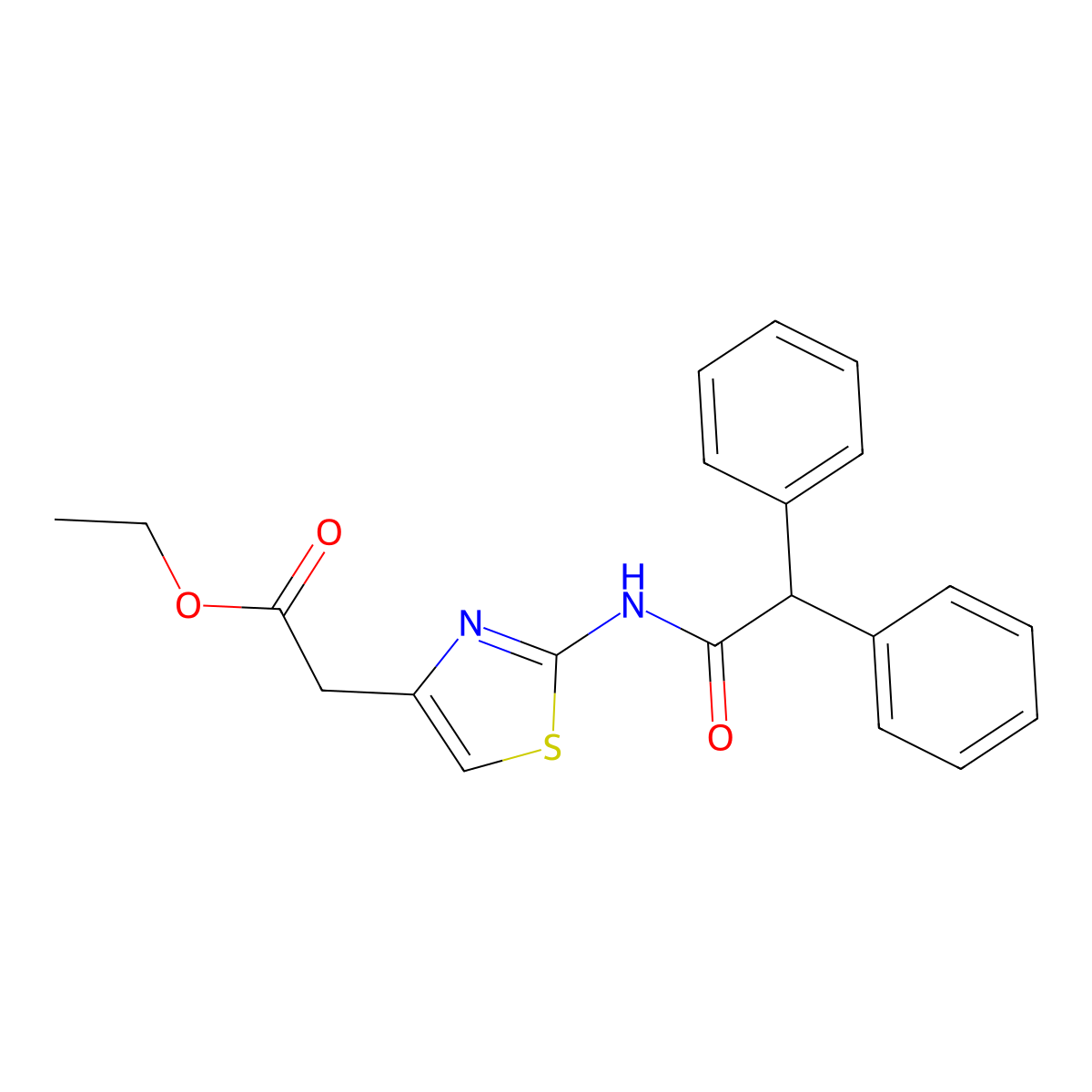 (2-Diphenylacetylamino-thiazol-4-yl)-acetic acid ethyl ester molecular structure, CAS 307343-59-5