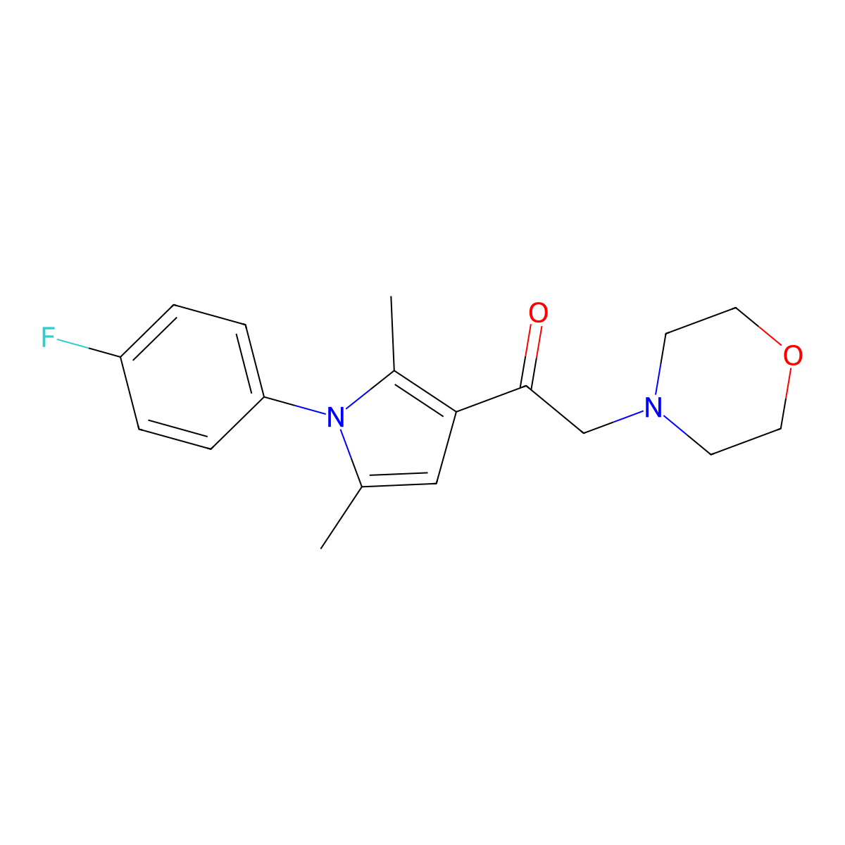 1-(1-(4-fluorophenyl)-2,5-dimethyl-1H-pyrrol-3-yl)-2-morpholinoethanone molecular structure, CAS 307343-62-0
