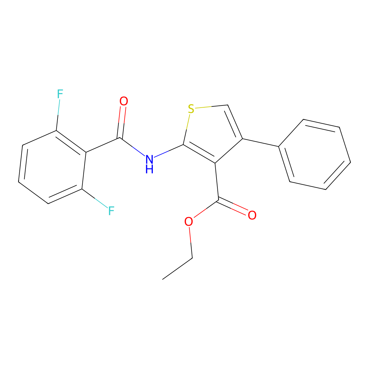Ethyl 2-(2,6-difluorobenzamido)-4-phenylthiophene-3-carboxylate molecular structure, CAS 307343-81-3
