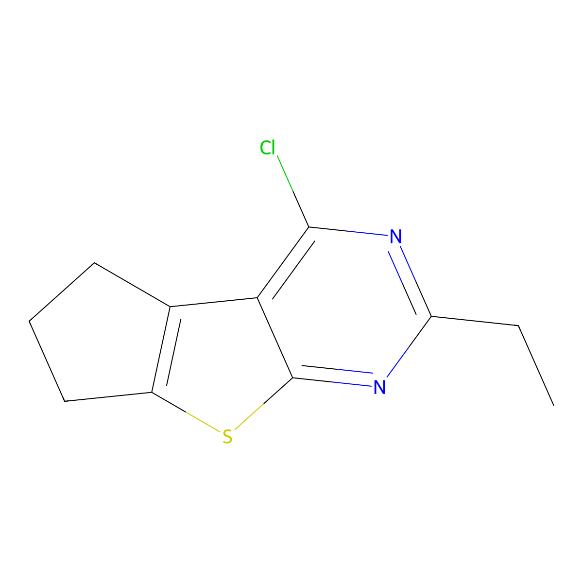 4-Chloro-2-ethyl-6,7-dihydro-5h-cyclopenta[4,5]thieno[2,3-d]pyrimidine molecular structure, CAS 307343-93-7