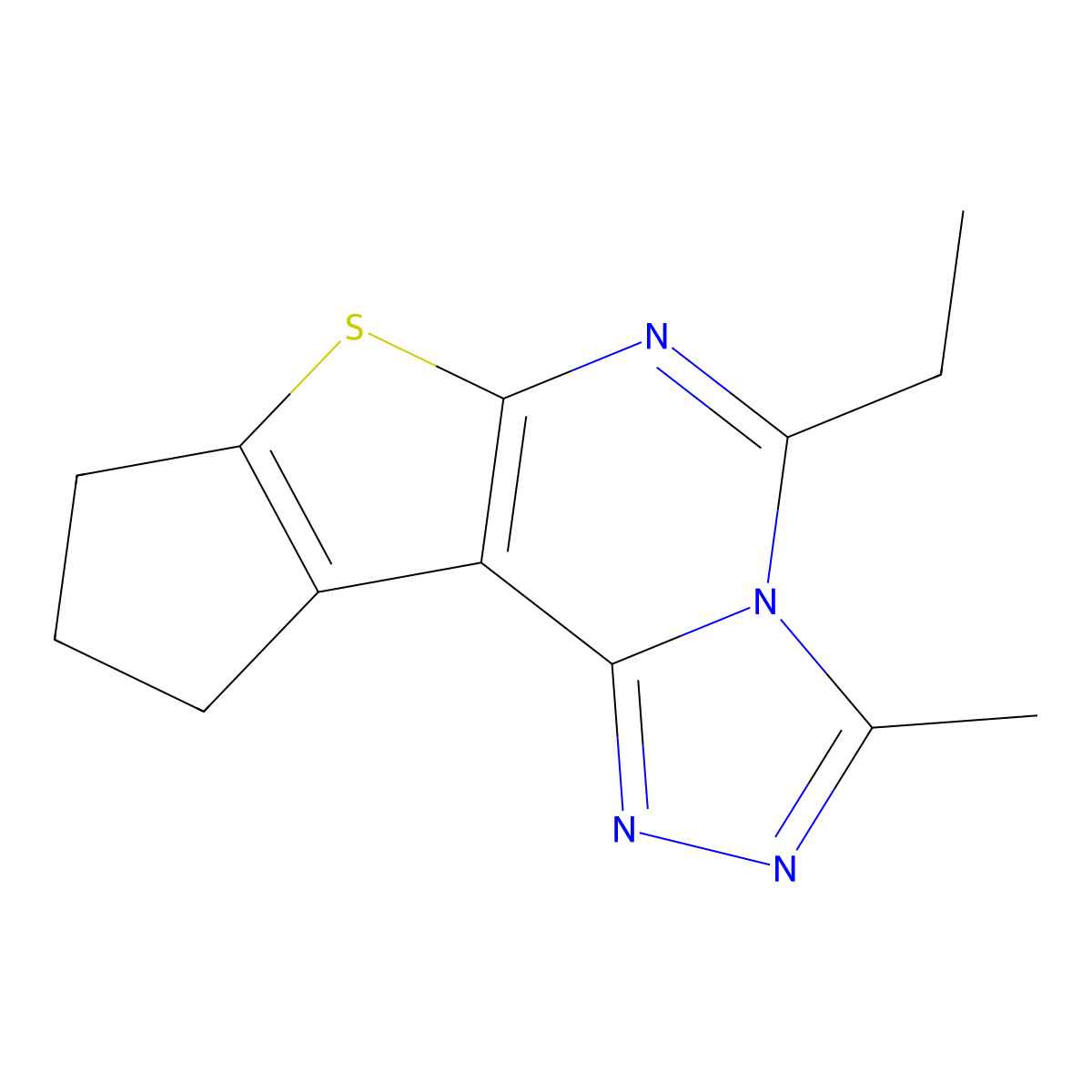 7-Ethyl-5-methyl-10-thia-3,4,6,8-tetraazatetracyclo[7.6.0.0^{2,6}.0^{11,15}]pentadeca-1(9),2,4,7,11(15)-pentaene molecular structure, CAS 307344-04-3