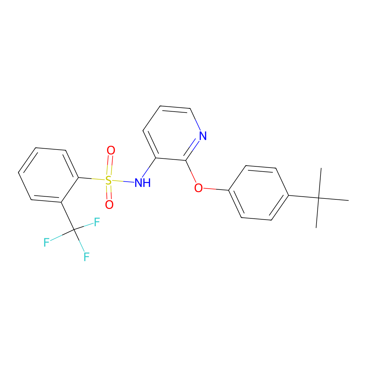 N-[2-(4-tert-butylphenoxy)pyridin-3-yl]-2-(trifluoromethyl)benzenesulfonamide molecular structure, CAS 307352-32-5