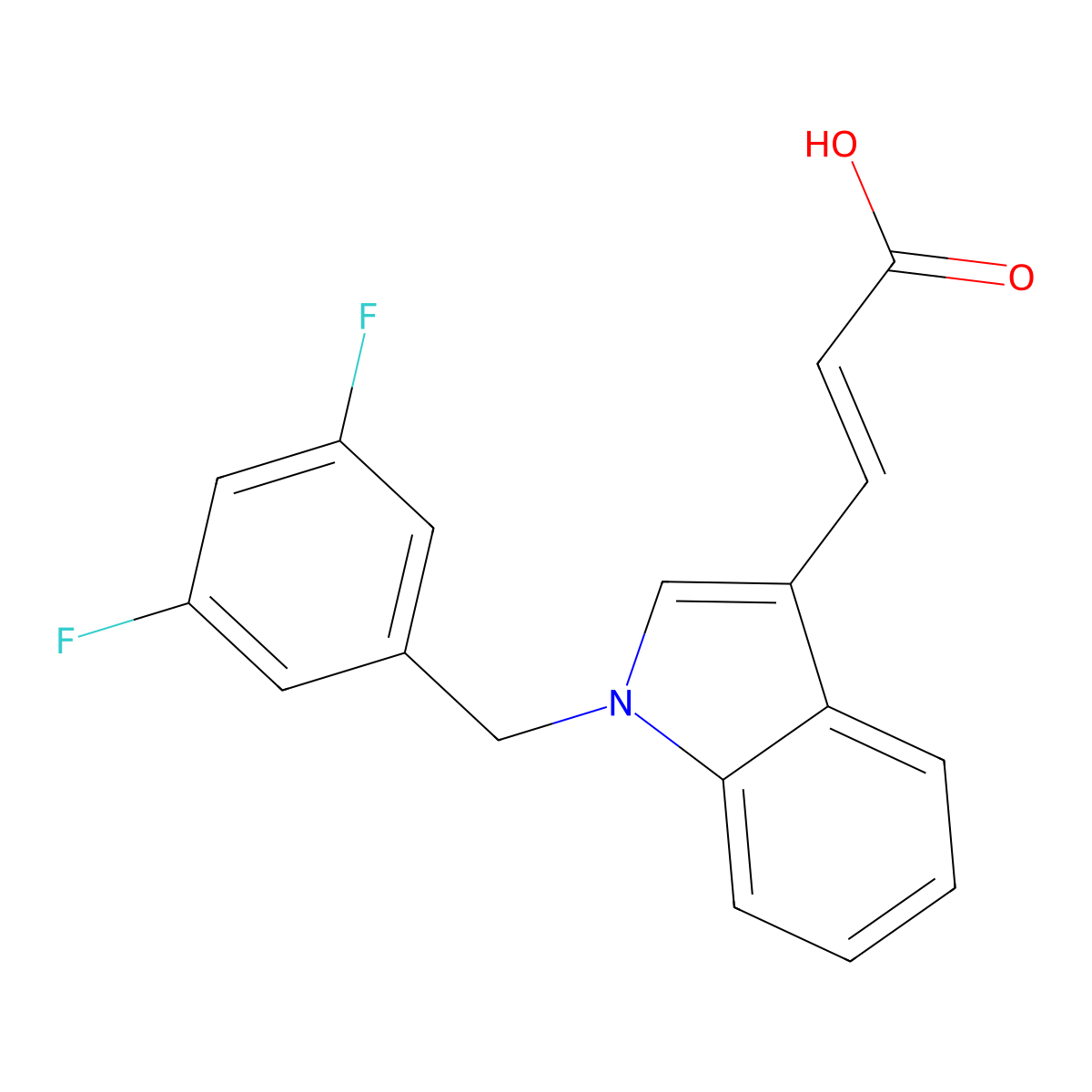 3-[1-[(3,5-difluorophenyl)methyl]indol-3-yl]prop-2-enoic Acid molecular structure, CAS 307352-81-4