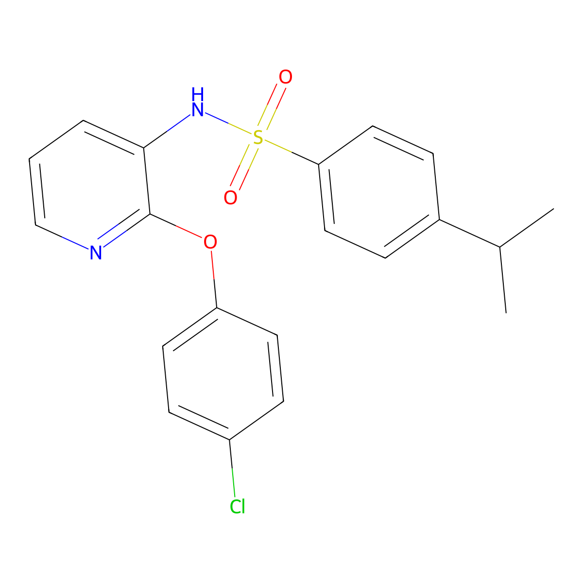N-[2-(4-chlorophenoxy)pyridin-3-yl]-4-propan-2-ylbenzenesulfonamide molecular structure, CAS 307352-83-6
