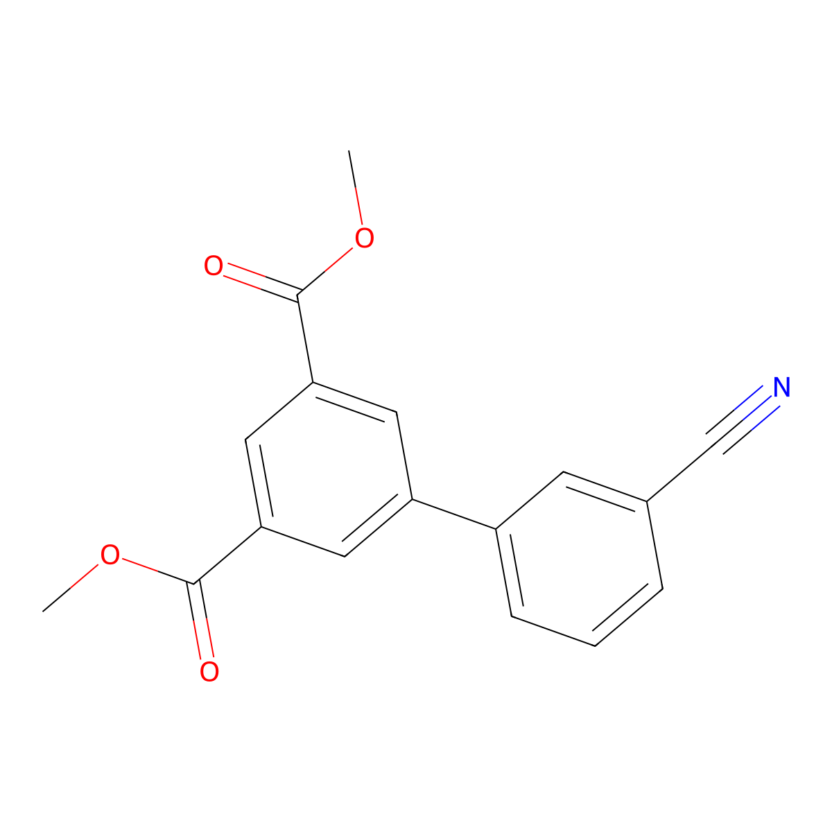 Dimethyl 3'-cyano[1,1'-biphenyl]-3,5-dicarboxylate molecular structure, CAS 307353-33-9