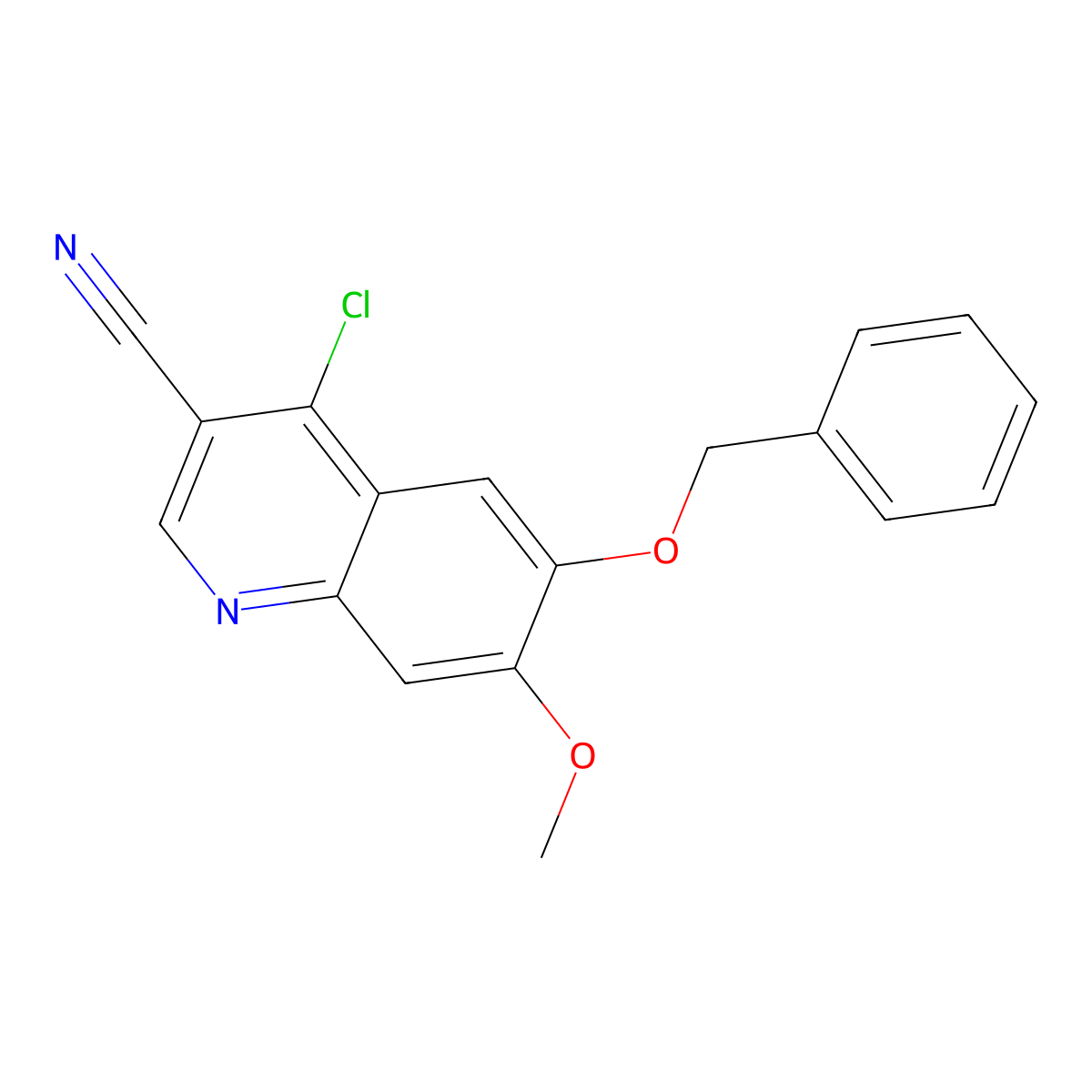 4-Chloro-7-methoxy-6-(phenylmethoxy)-3-quinolinecarbonitrile molecular structure, CAS 307353-94-2