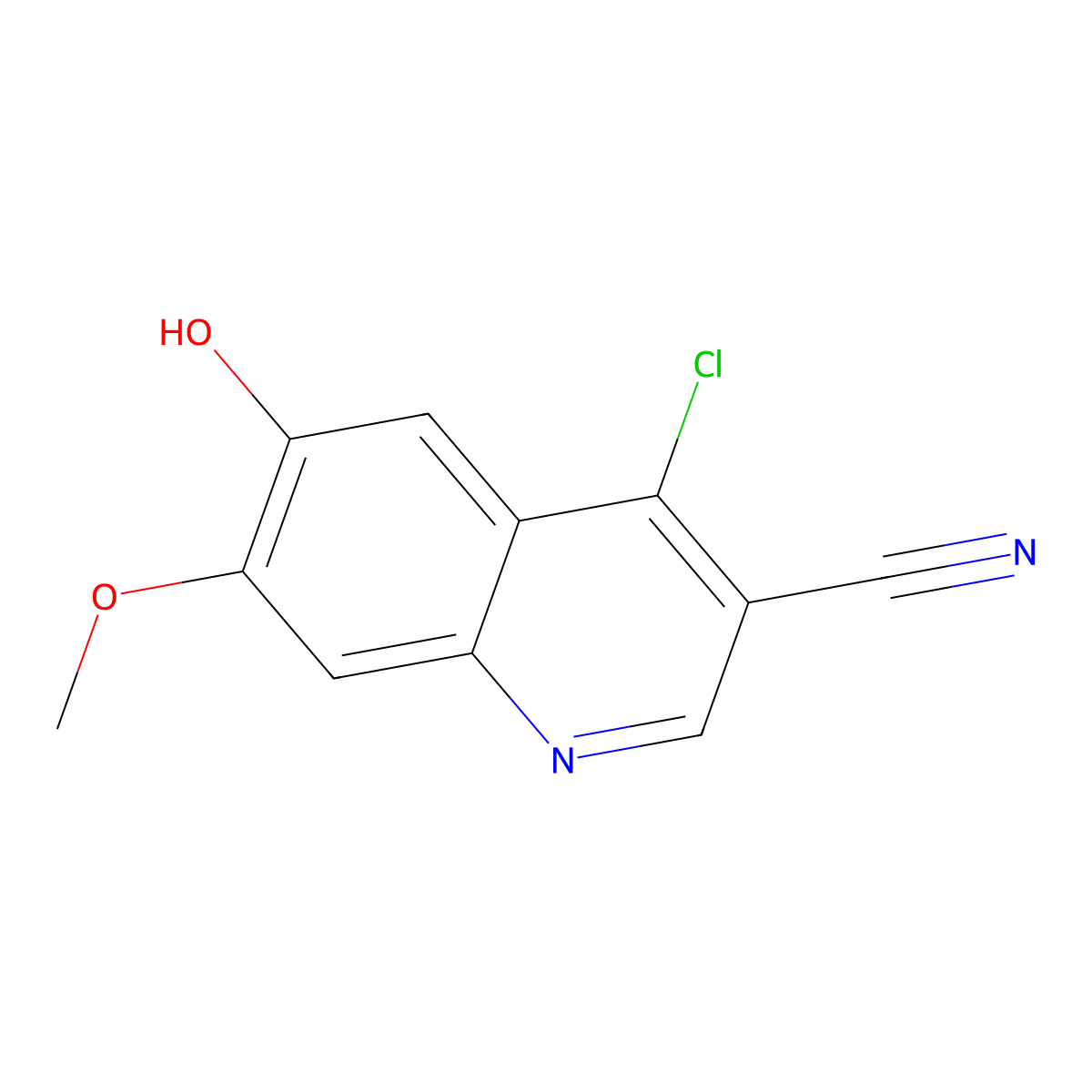 4-Chloro-6-hydroxy-7-methoxyquinoline-3-carbonitrile molecular structure, CAS 307353-95-3
