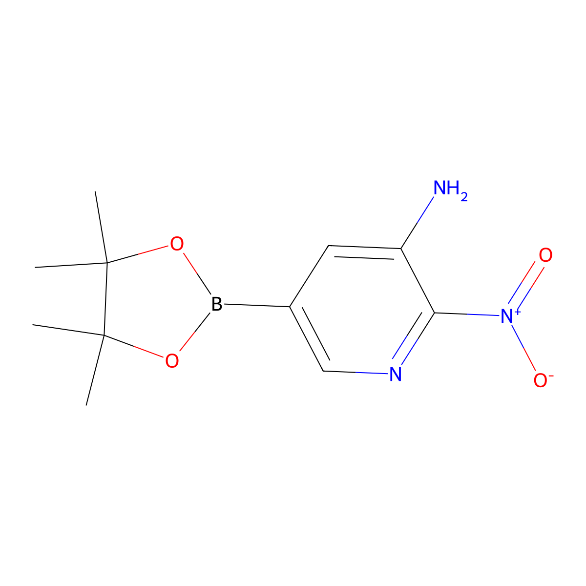 2-Nitro-5-(4,4,5,5-tetramethyl-1,3,2-dioxaborolan-2-YL)pyridin-3-amine molecular structure, CAS 3073645-31-2