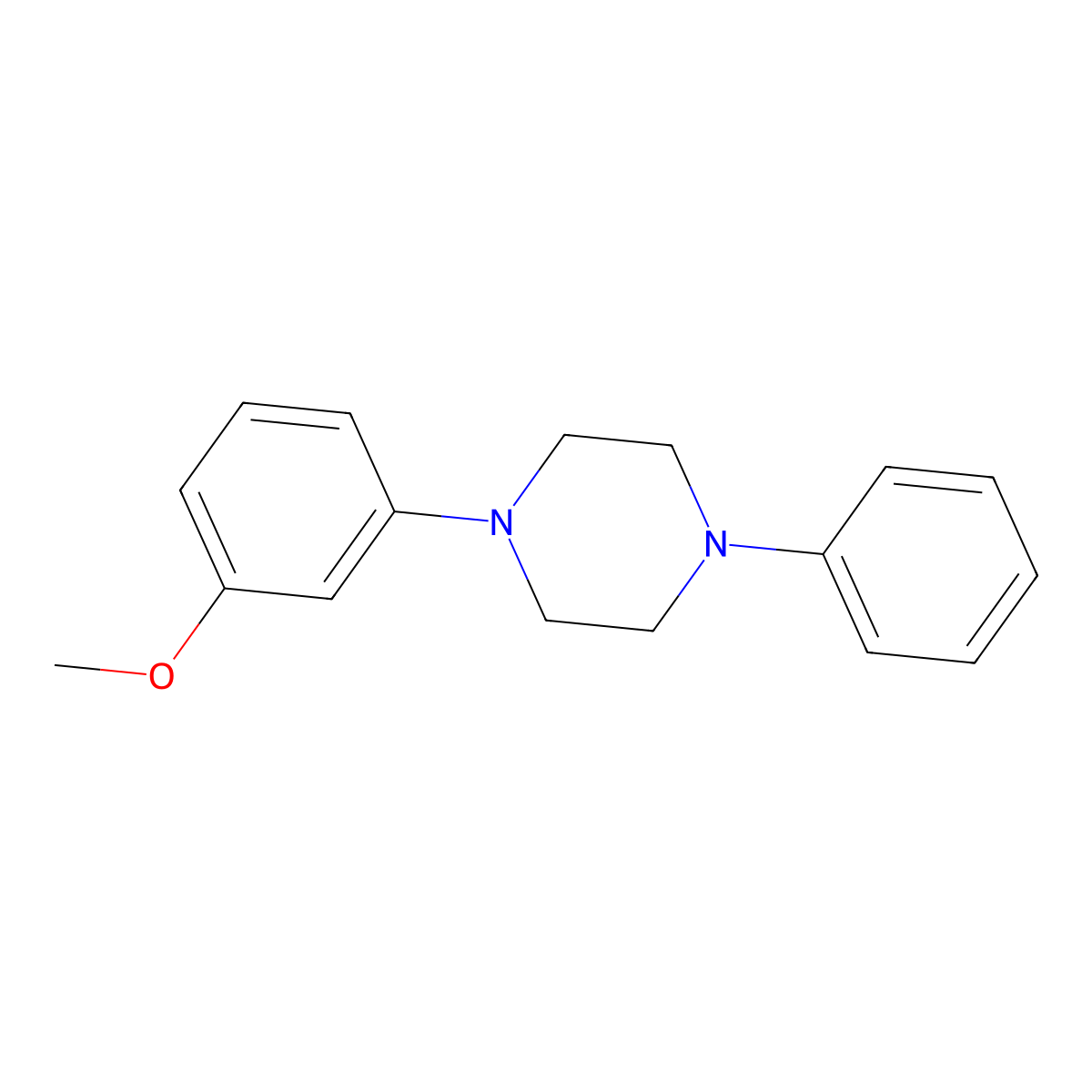 1-(3-Methoxyphenyl)-4-phenylpiperazine molecular structure, CAS 3074-42-8