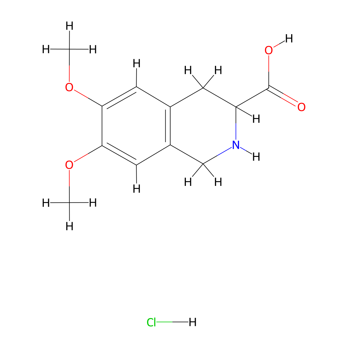 6,7-Dimethoxy-1,2,3,4-tetrahydroisoquinoline-3-carboxylic acid hydrochloride molecular structure, CAS 30740-95-5