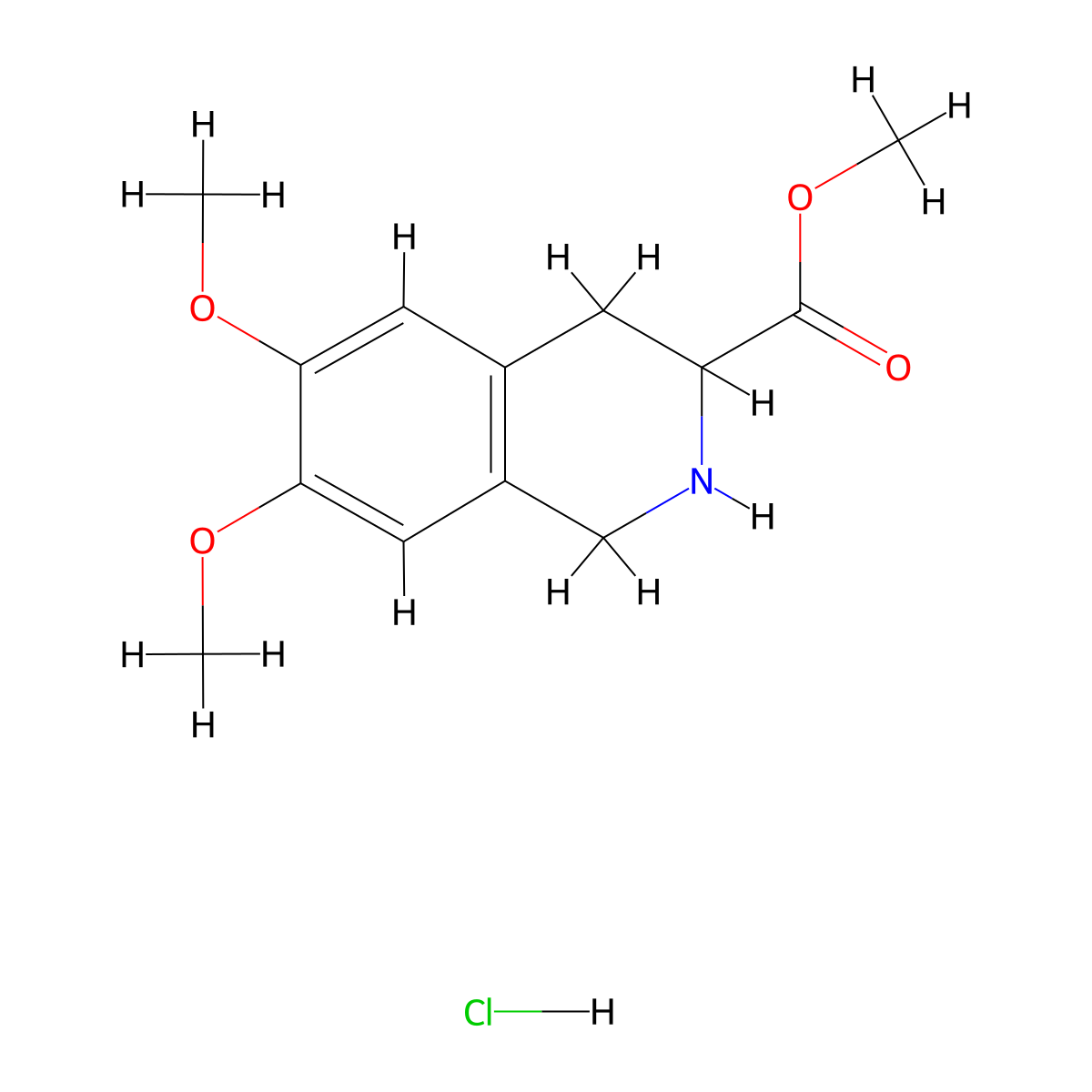 Methyl 6,7-dimethoxy-1,2,3,4-tetrahydroisoquinoline-3-carboxylate hydrochloride molecular structure, CAS 30740-96-6