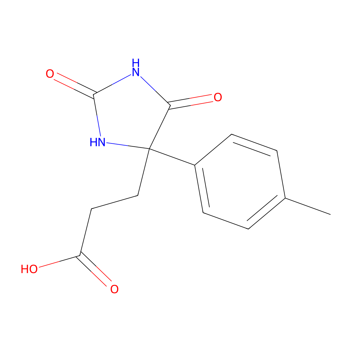 3-[4-(4-Methylphenyl)-2,5-dioxoimidazolidin-4-yl]propanoic acid molecular structure, CAS 30741-74-3