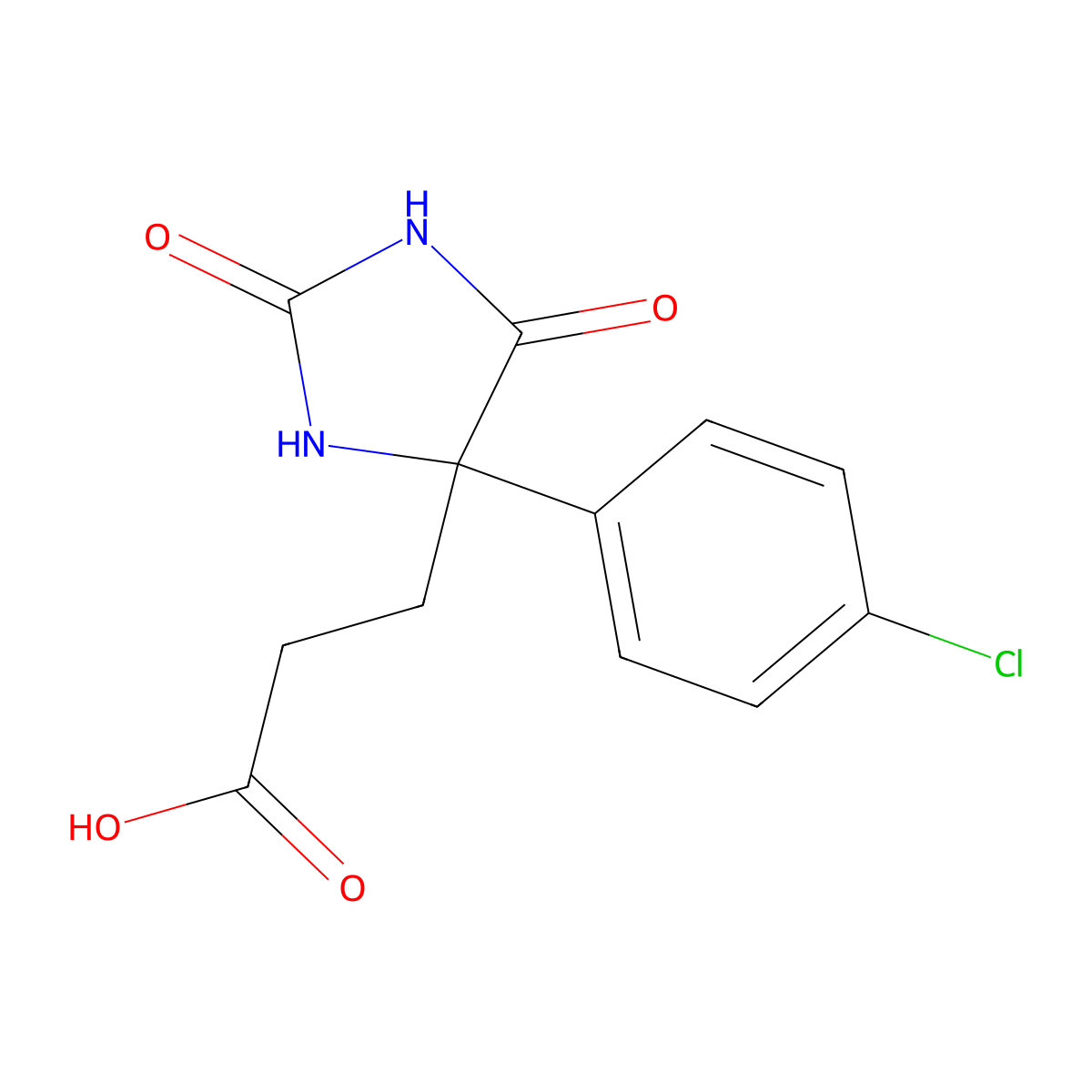3-[4-(4-Chlorophenyl)-2,5-dioxoimidazolidin-4-yl]propanoic acid molecular structure, CAS 30741-76-5